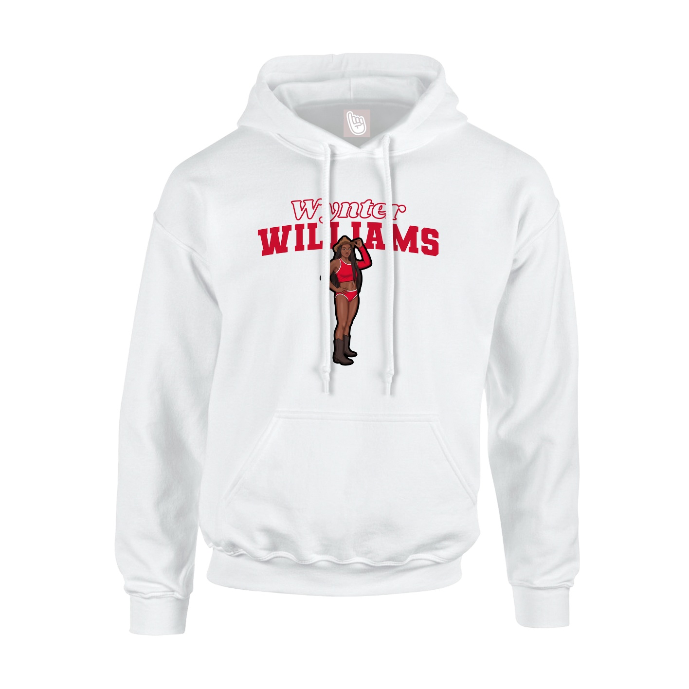 Youth Hoodie — Name Arch in White