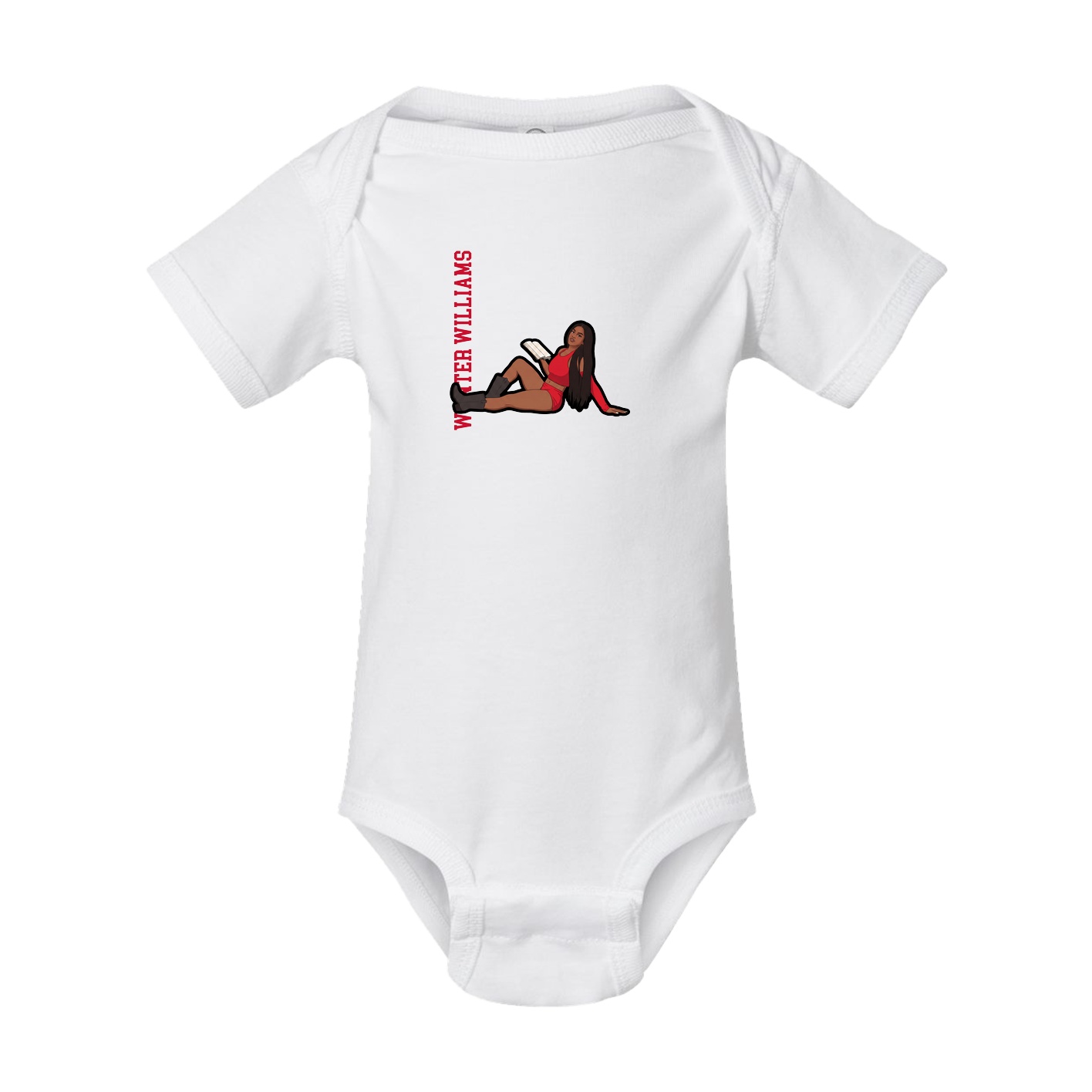Baby Onesie — Name Vertical in White