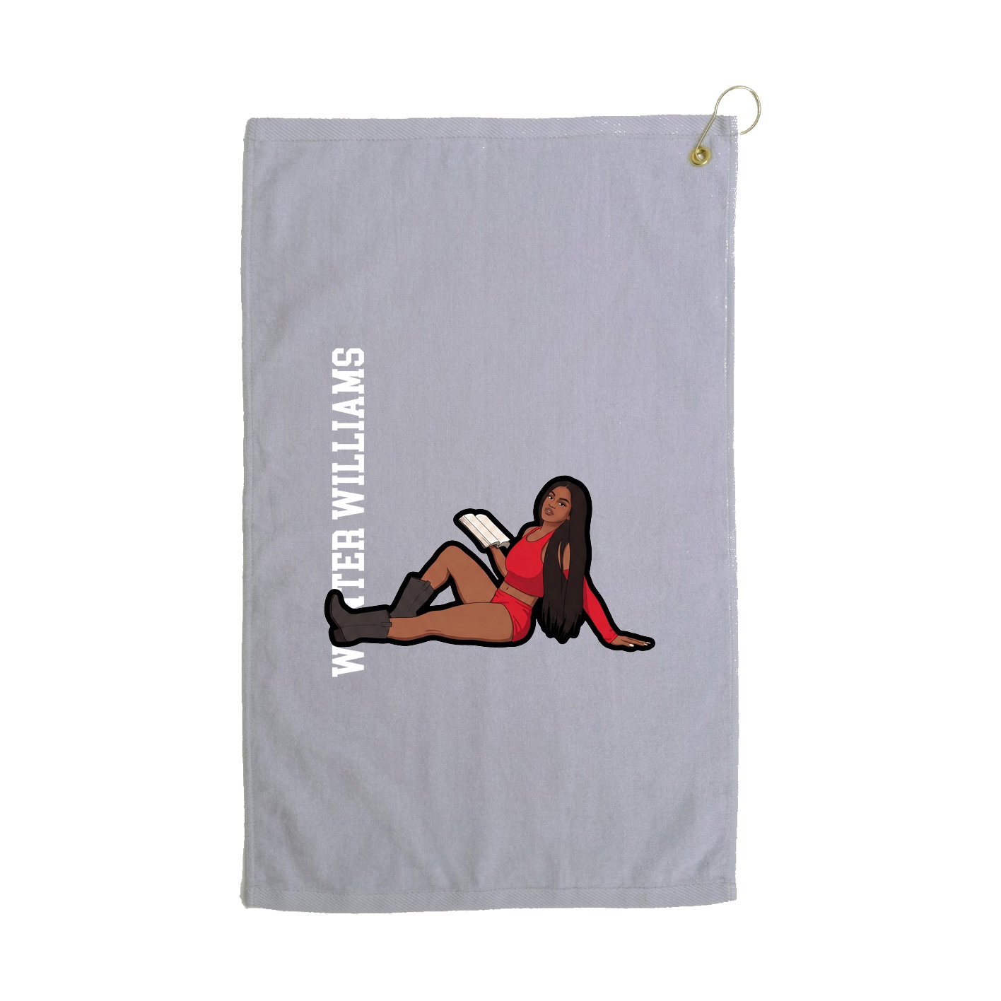 Golf Towel — Name Vertical in Grey