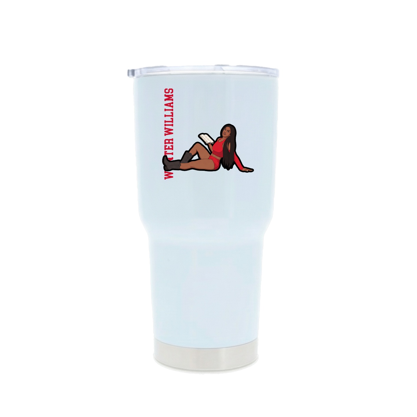 30oz Stainless Steel Tumbler — Name Vertical in White