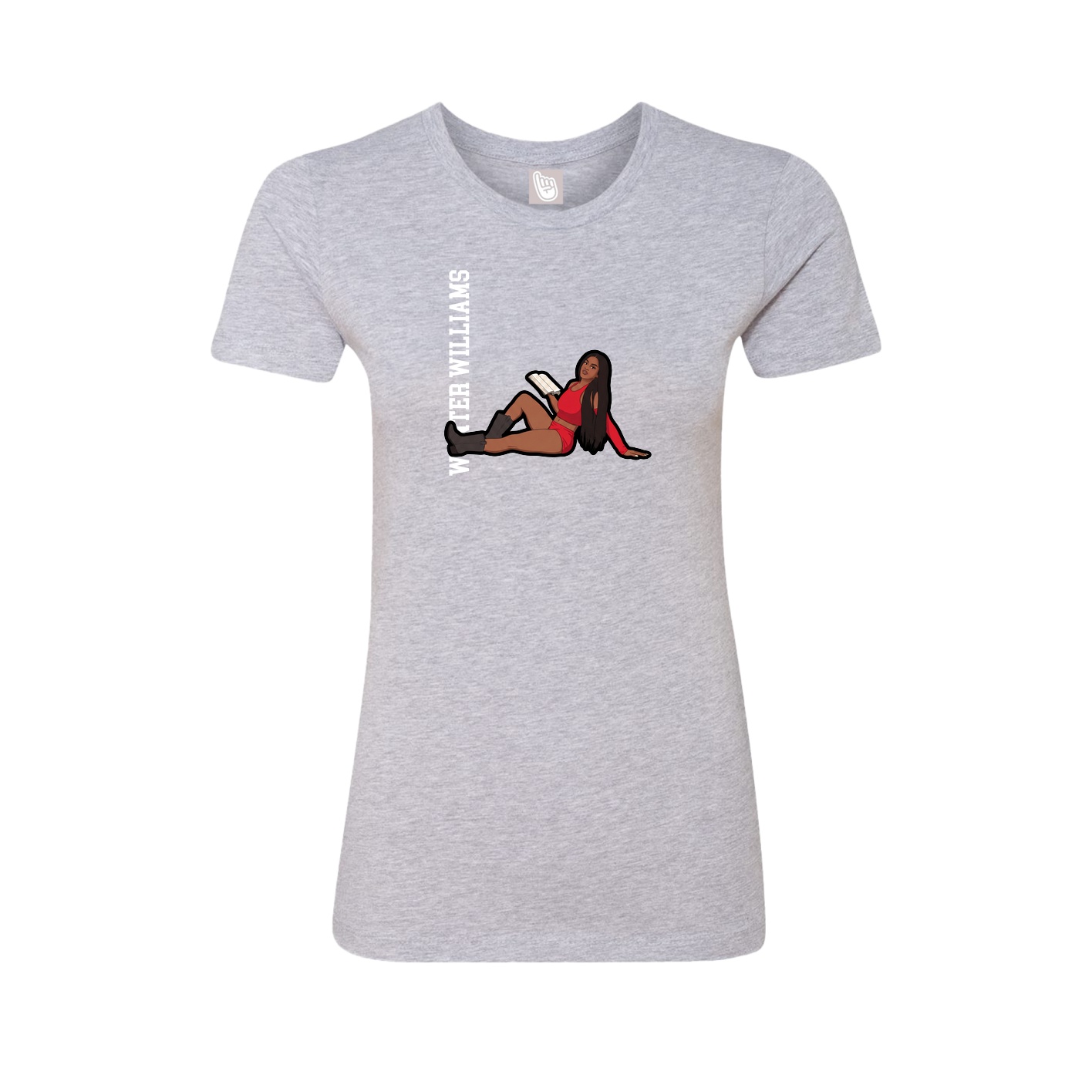 Womens Tee — Name Vertical in Grey