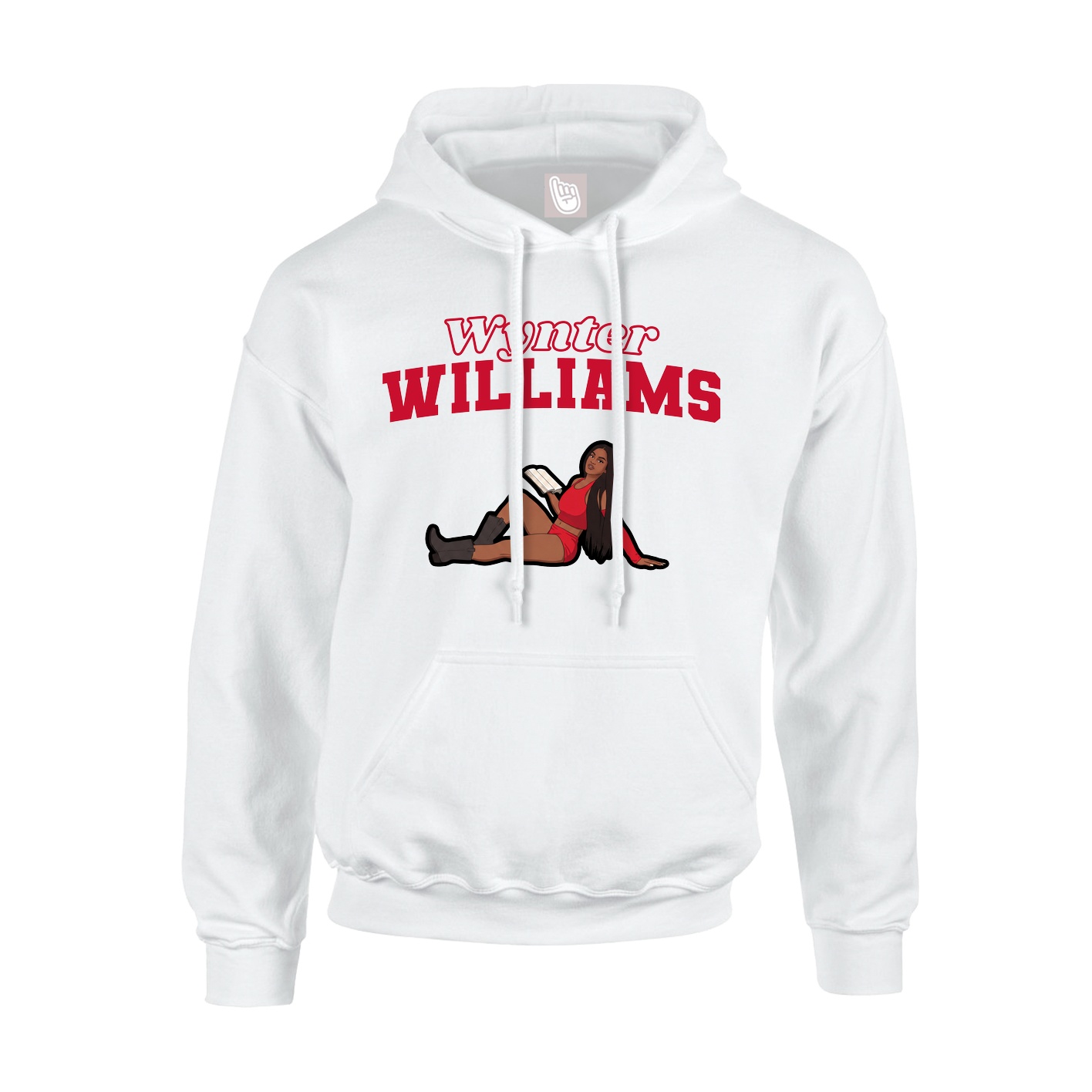 Youth Hoodie — Name Arch in White