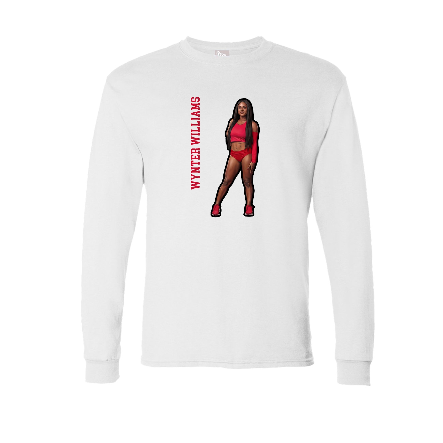 Long Sleeve Tee — Name Vertical in White