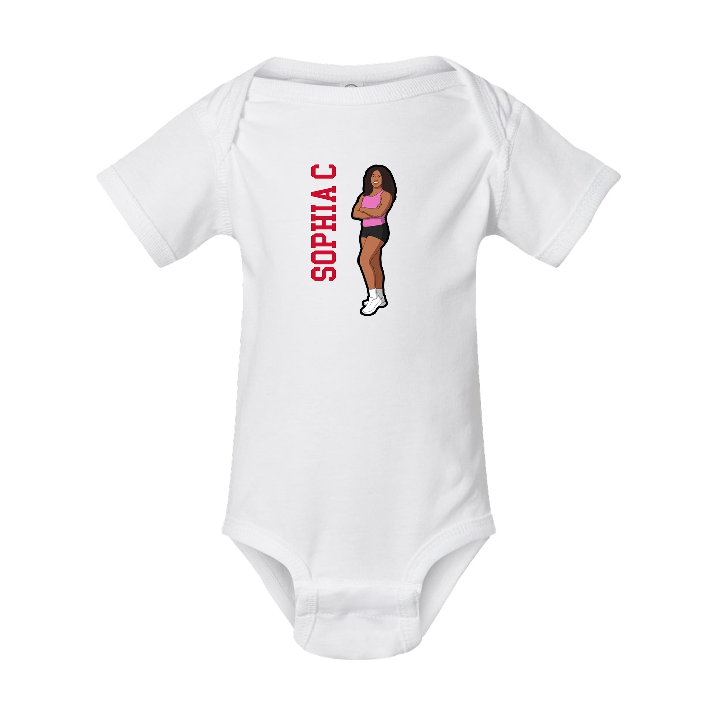 Baby Onesie — Name Vertical in White