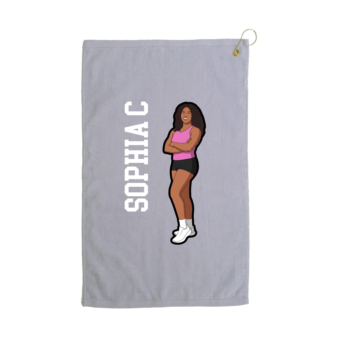 Golf Towel — Name Vertical in Grey