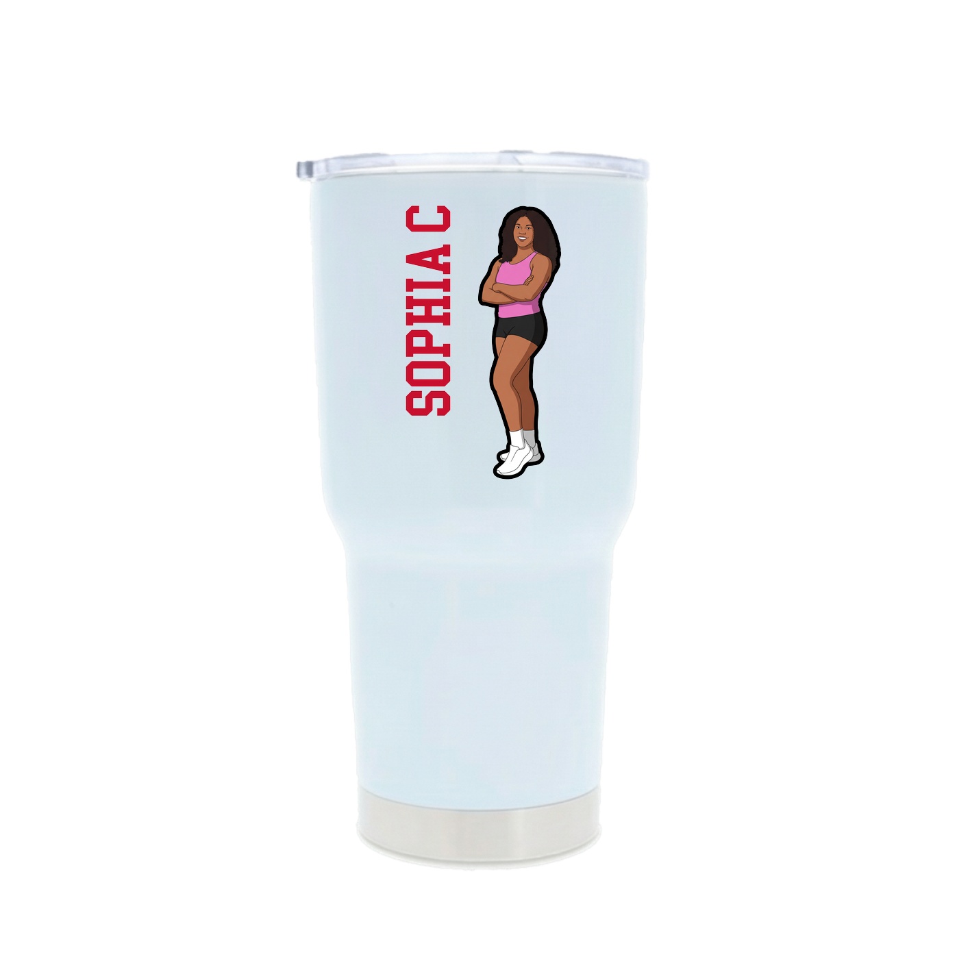30oz Stainless Steel Tumbler — Name Vertical in White
