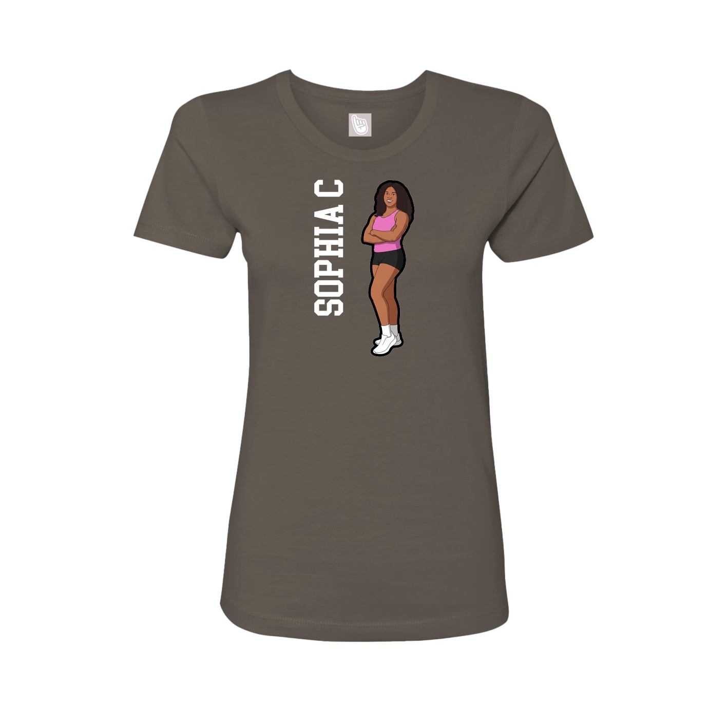 Fitted Women's Tee — Name Vertical in Grey