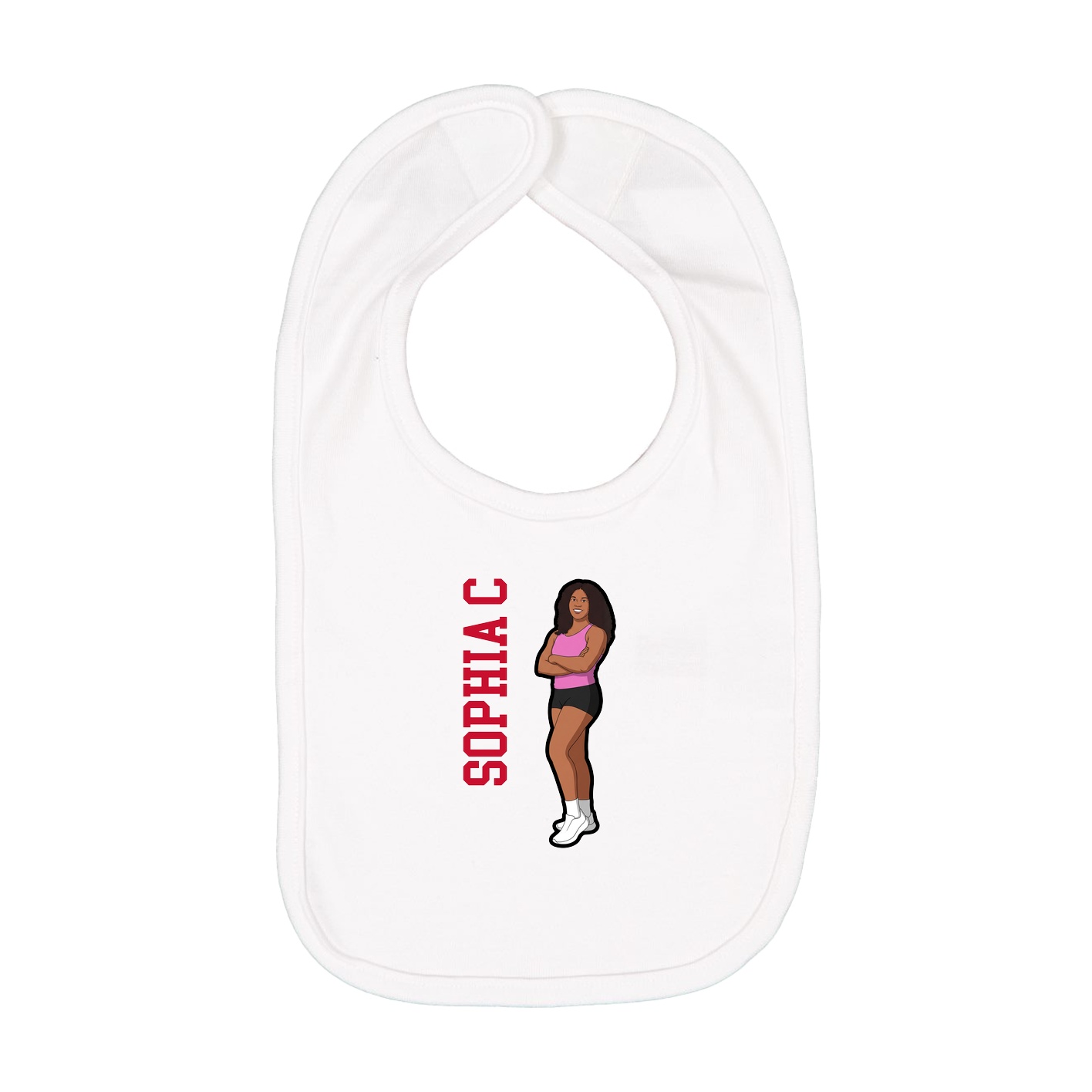 Infant Bib — Name Vertical in White