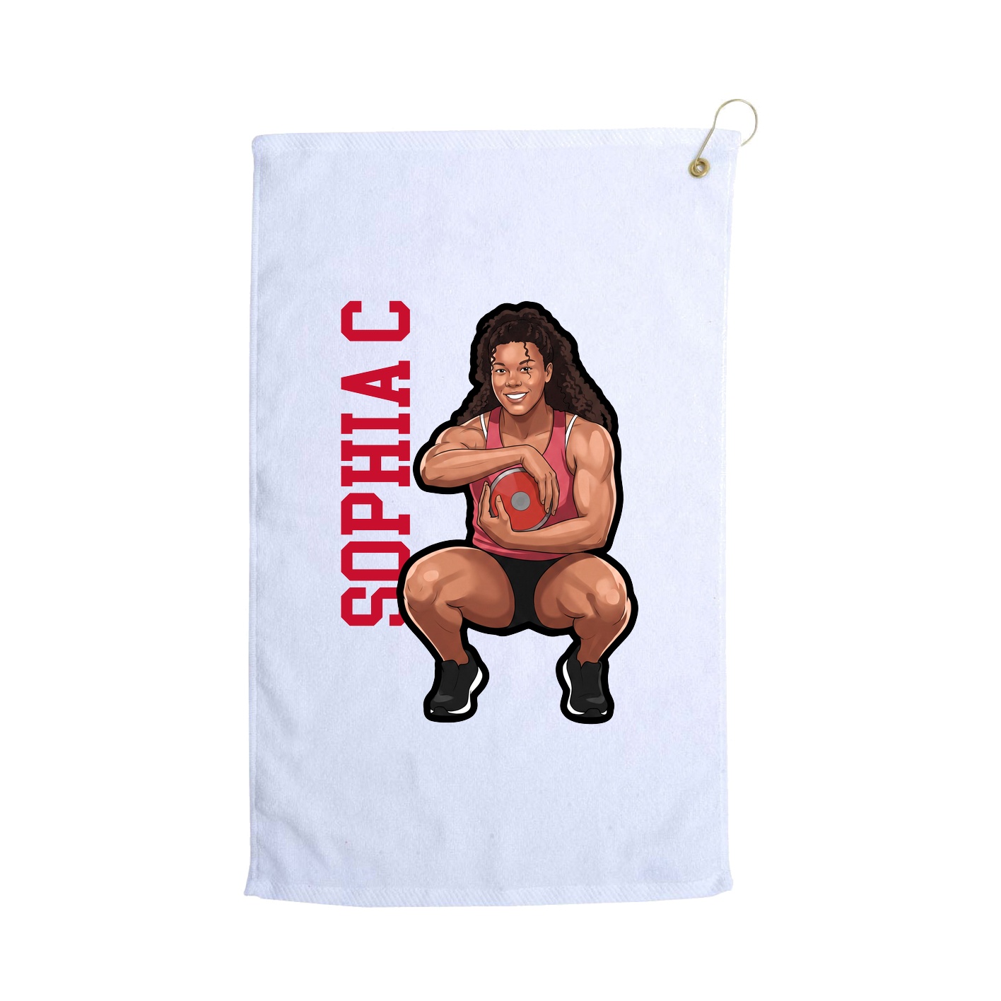 Golf Towel — Name Vertical in White
