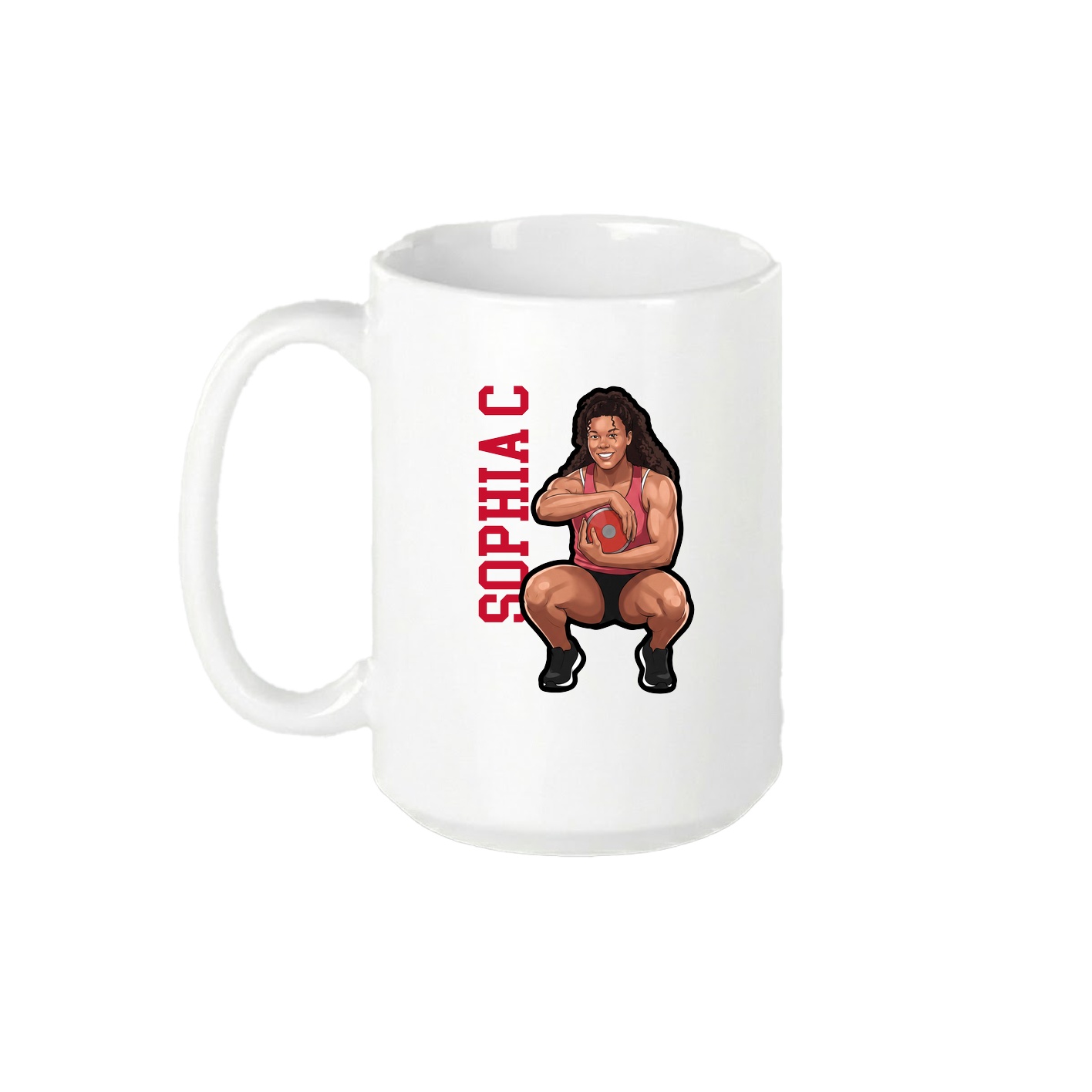 15oz Coffee Mug — Name Vertical in White