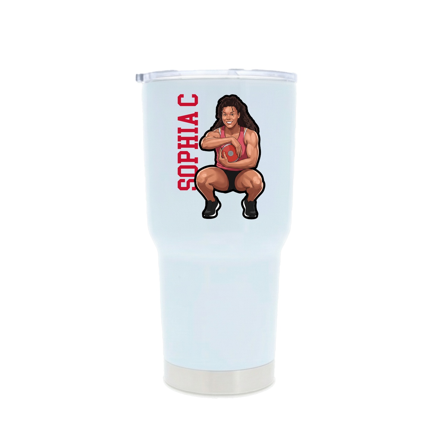 30oz Stainless Steel Tumbler — Name Vertical in White