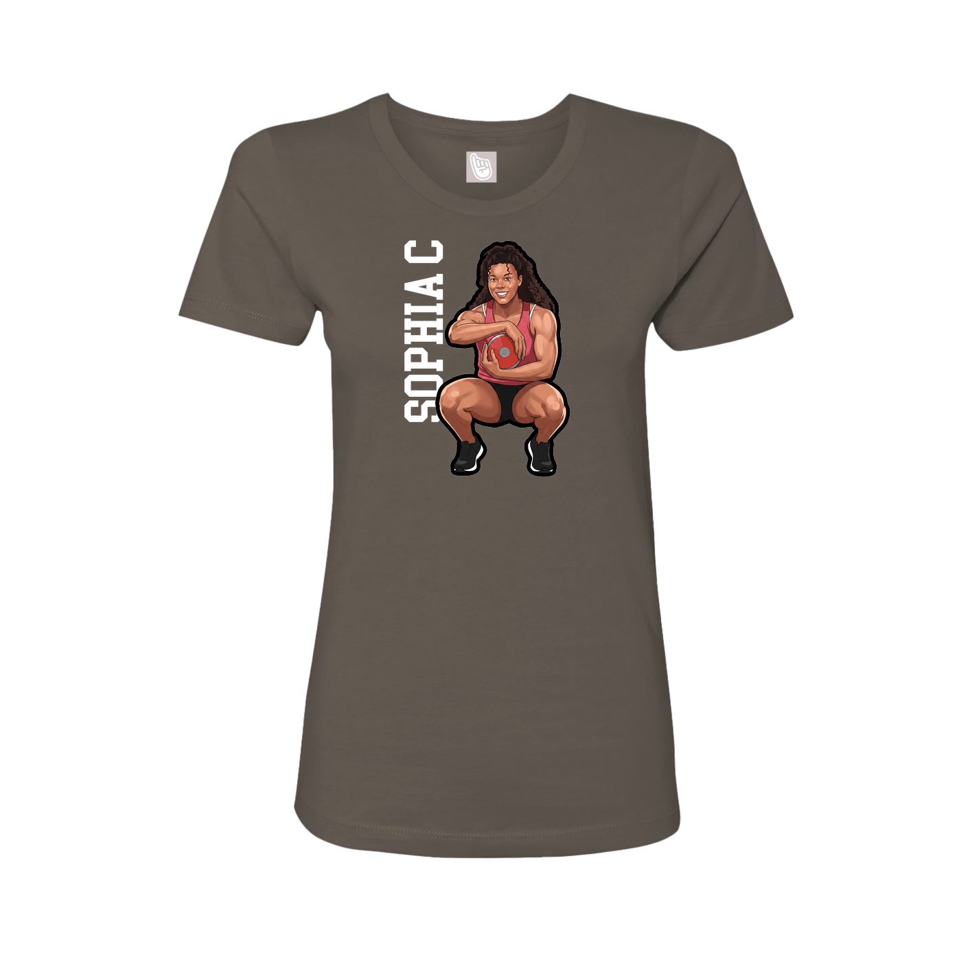 Fitted Women's Tee — Name Vertical in Grey