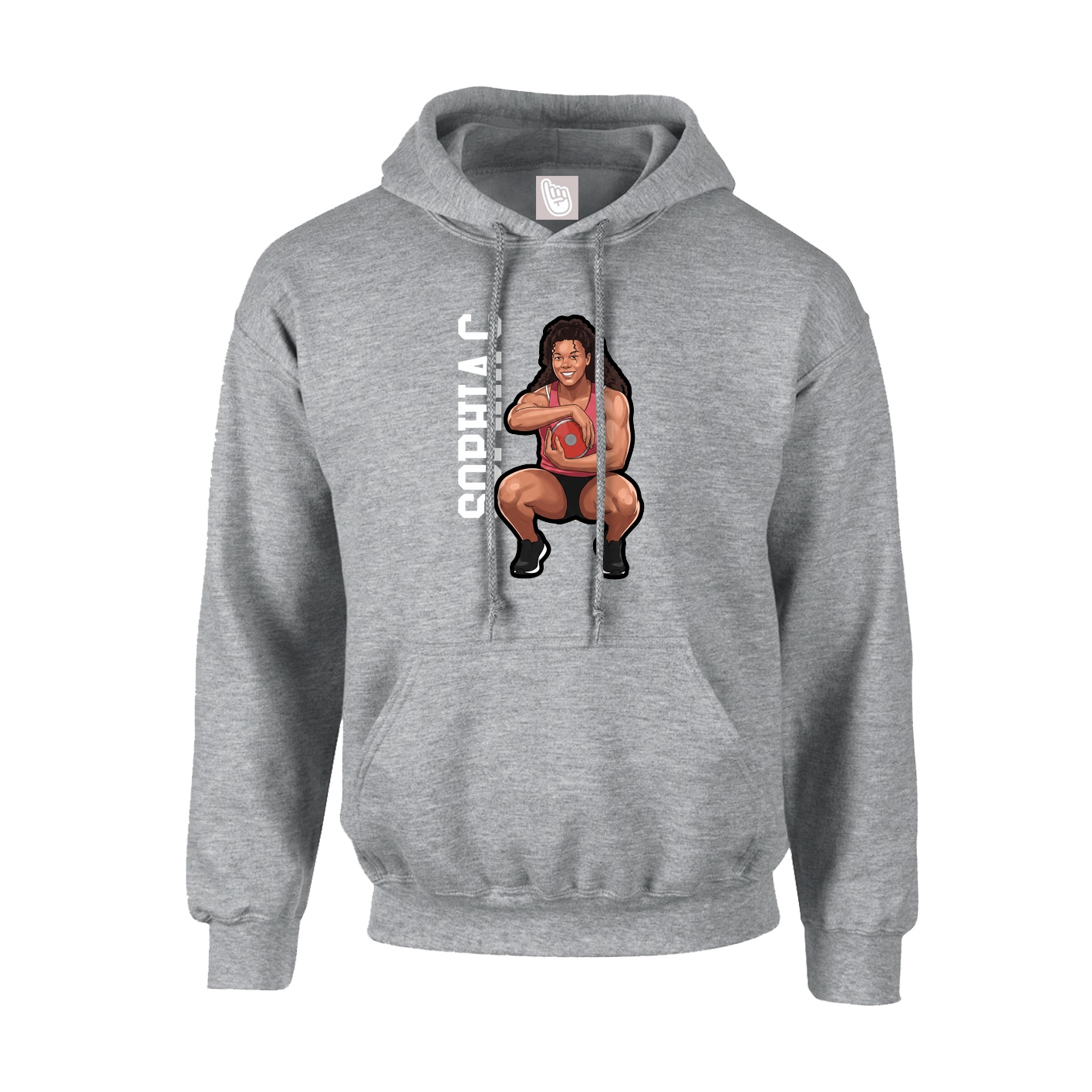 Youth Hoodie — Name Vertical in Grey