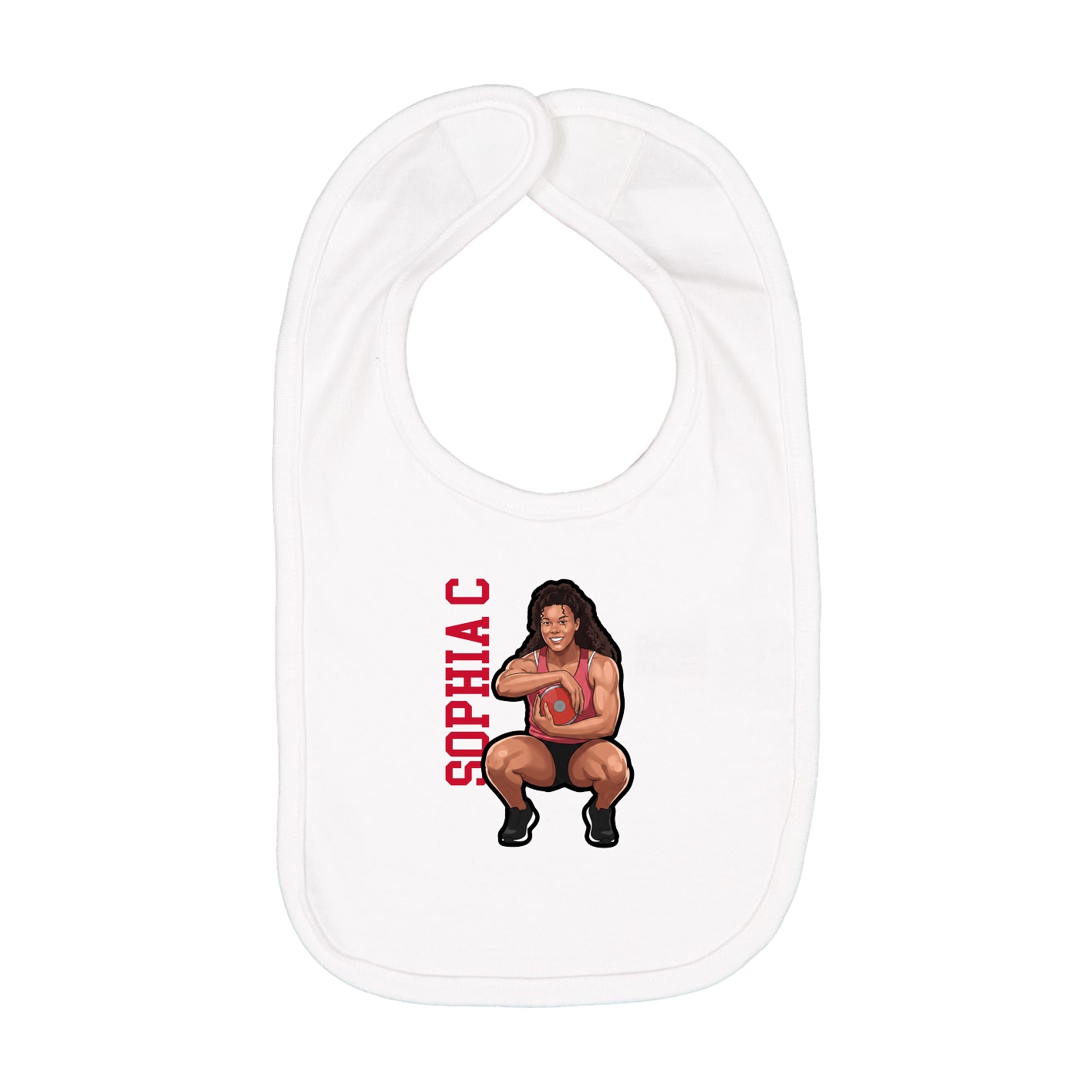 Infant Bib — Name Vertical in White