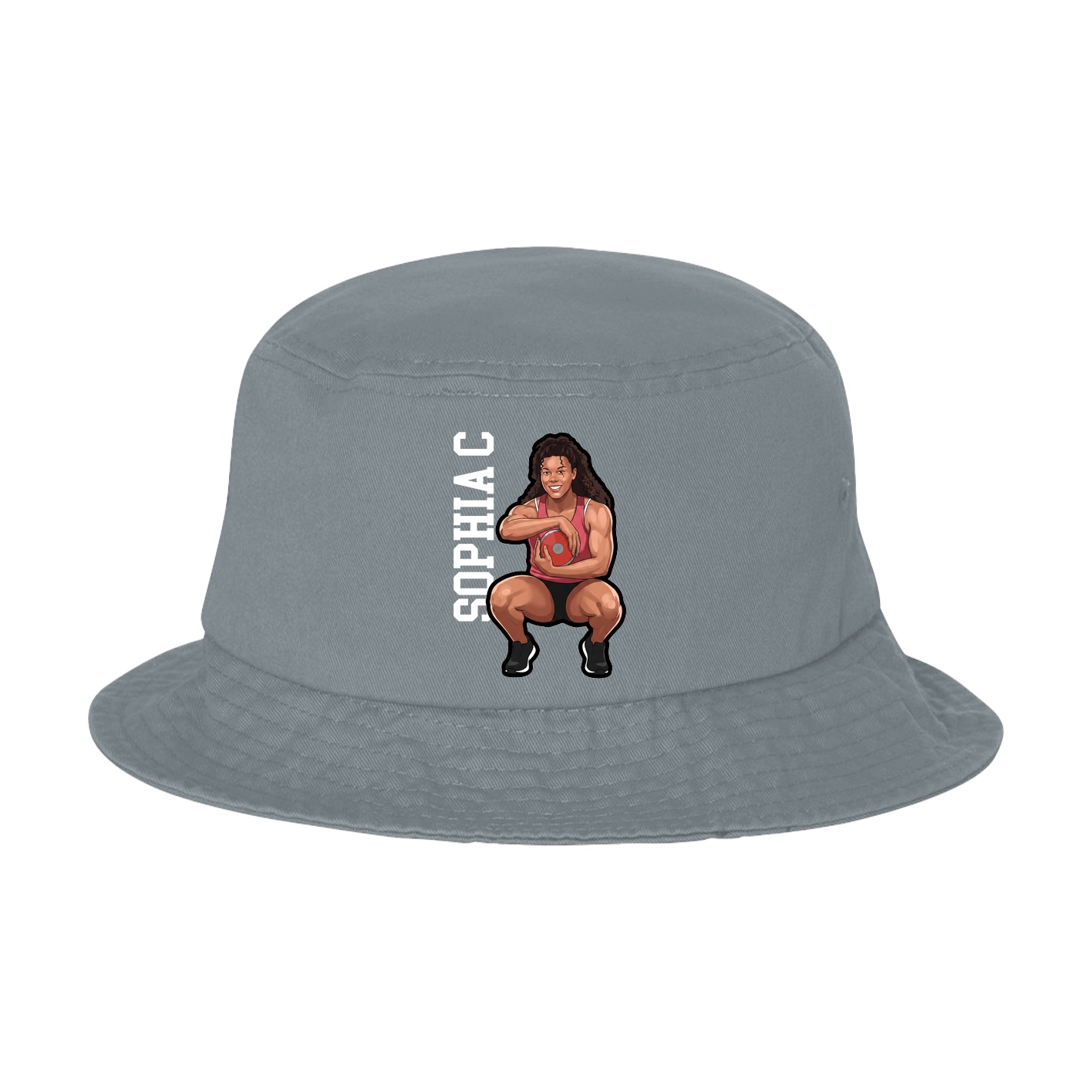 Bucket Cap — Name Vertical in Grey