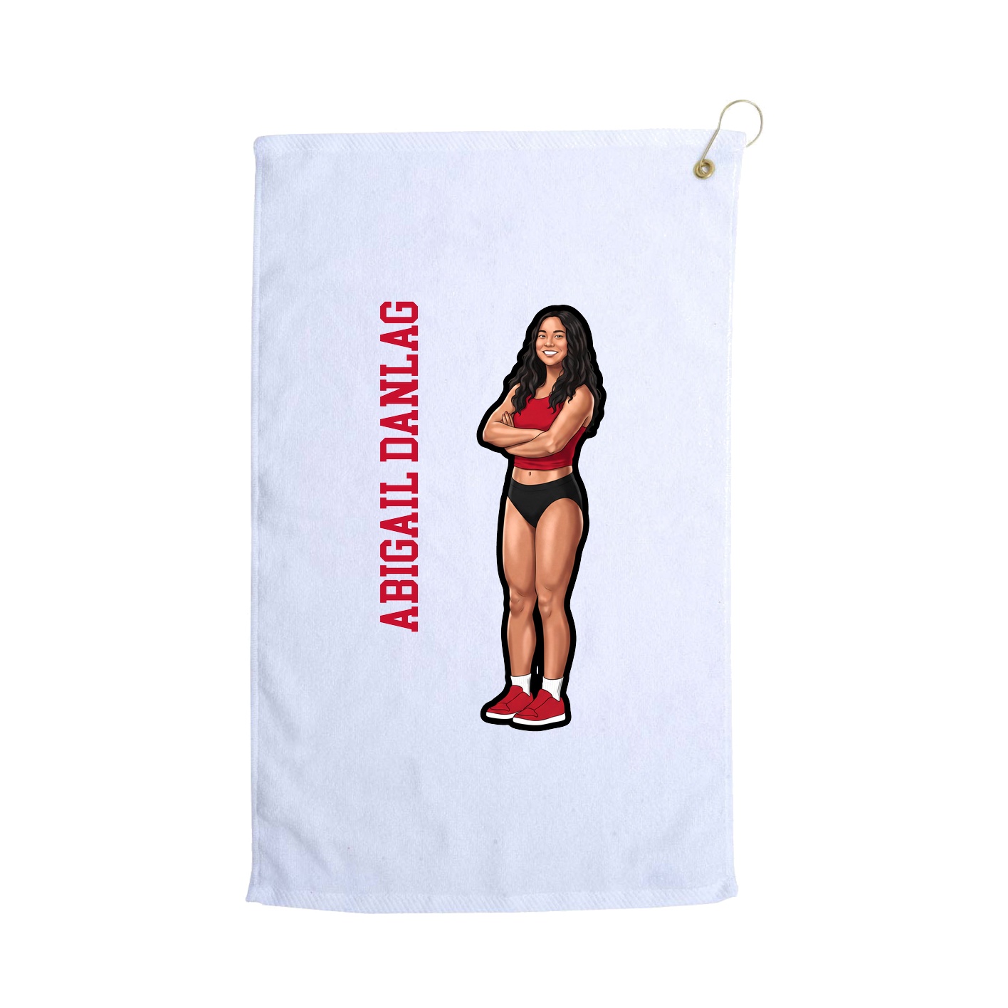 Golf Towel — Name Vertical in White