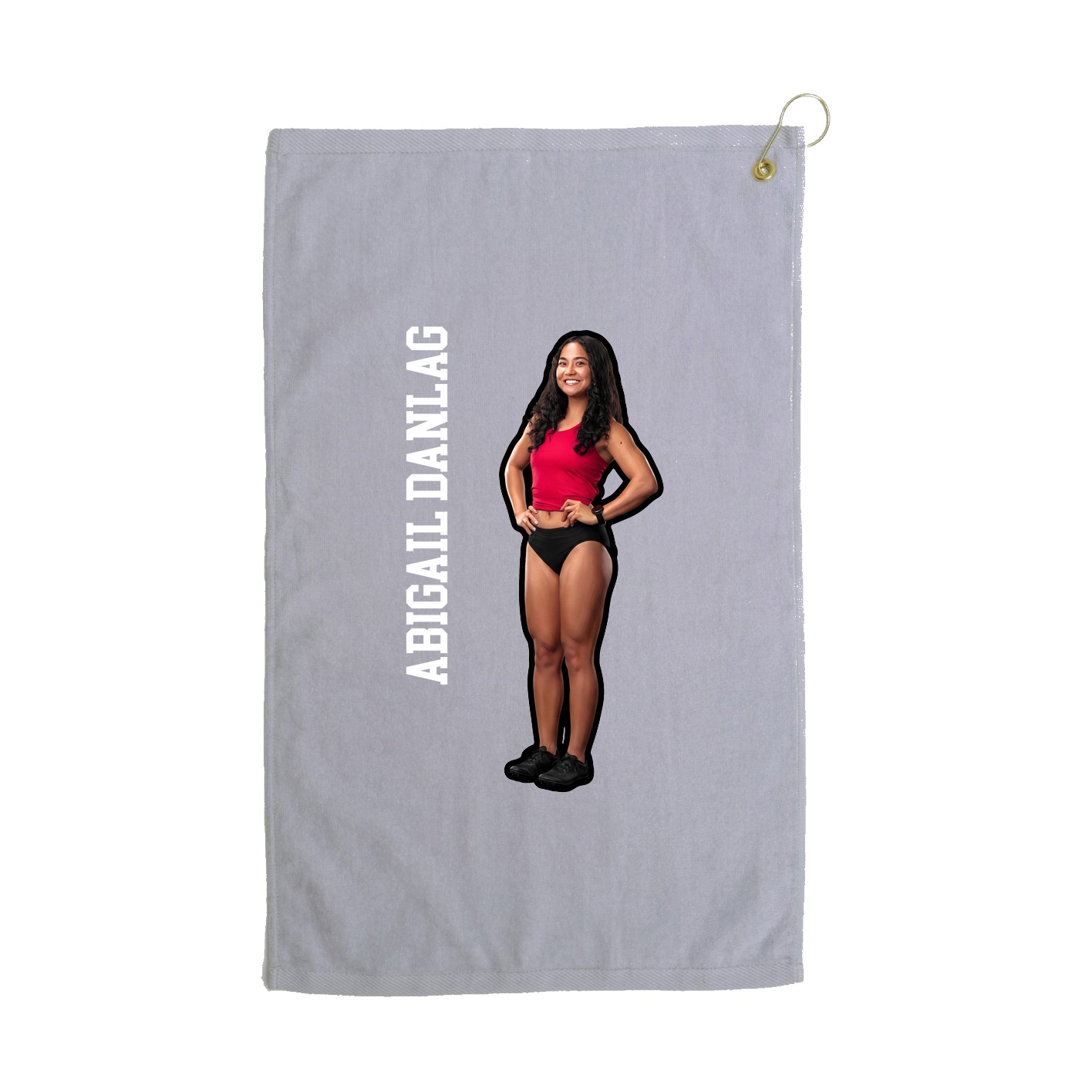 Golf Towel — Name Vertical in Grey