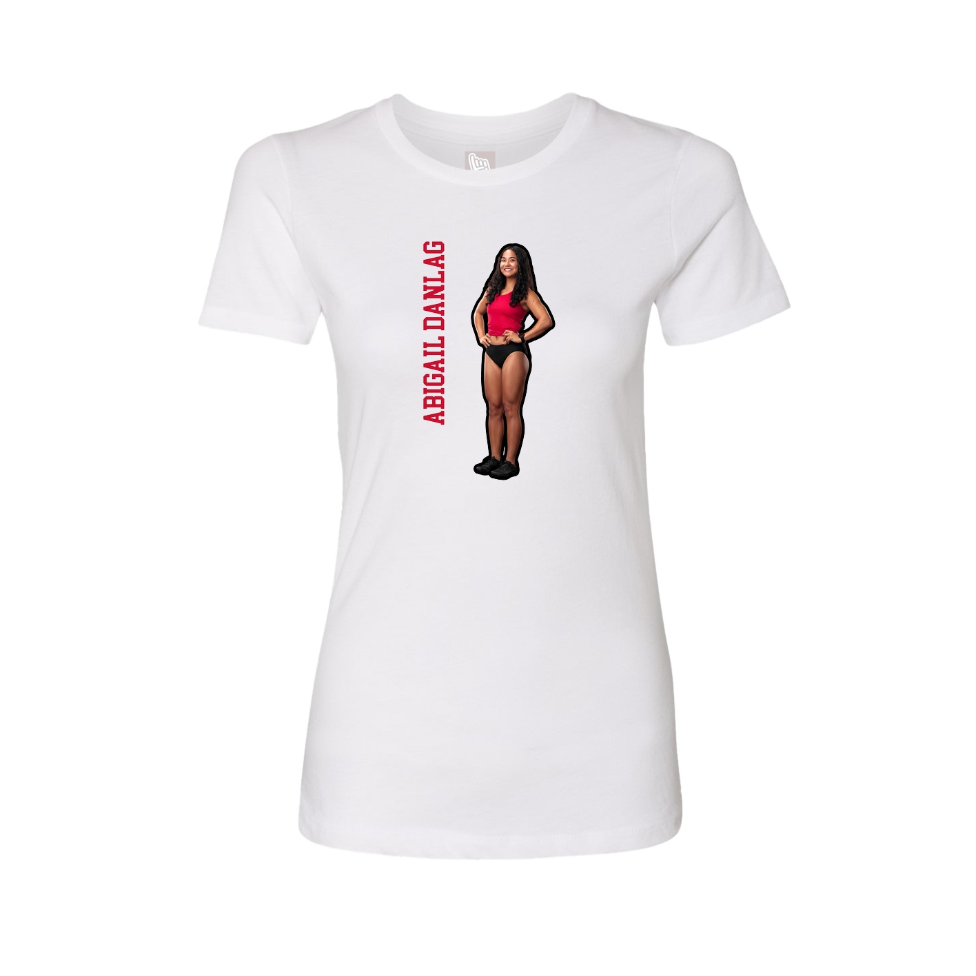 Fitted Women's Tee — Name Vertical in White