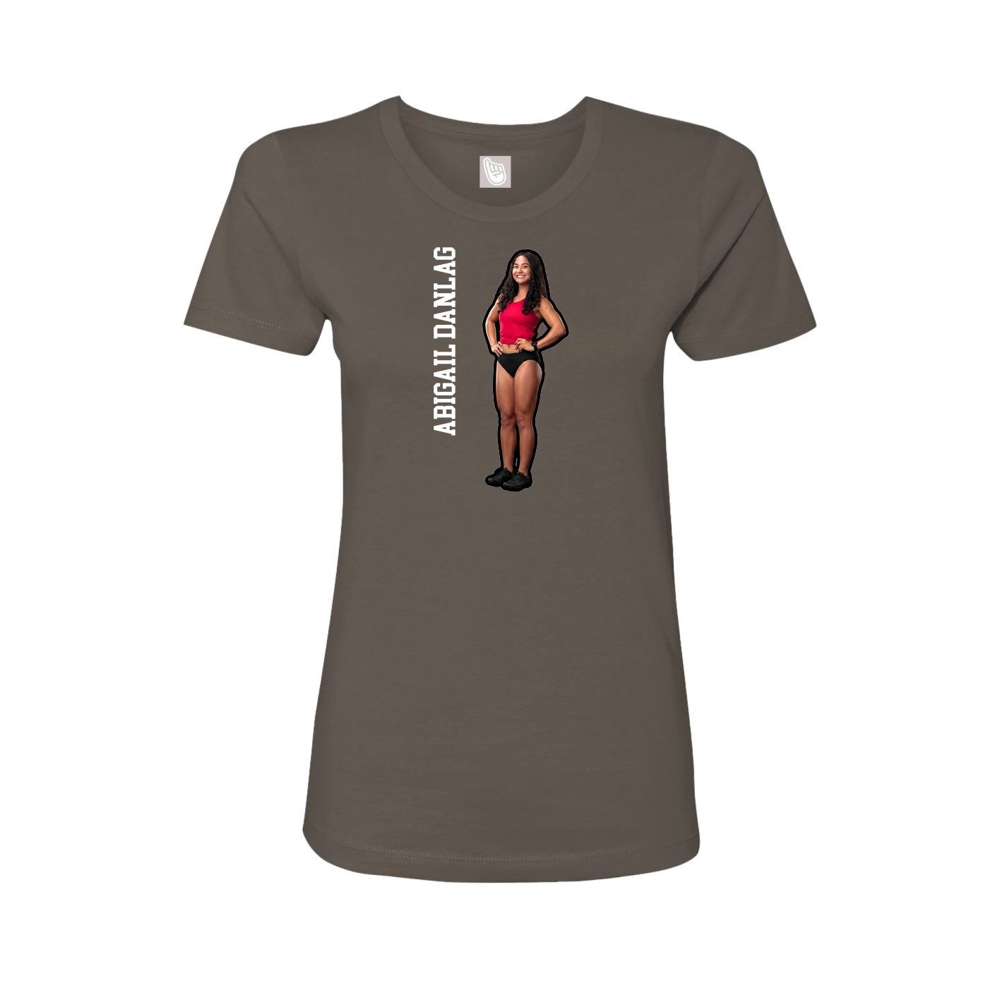 Fitted Women's Tee — Name Vertical in Grey
