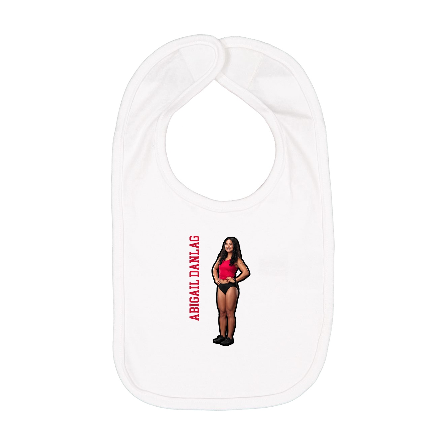 Infant Bib — Name Vertical in White