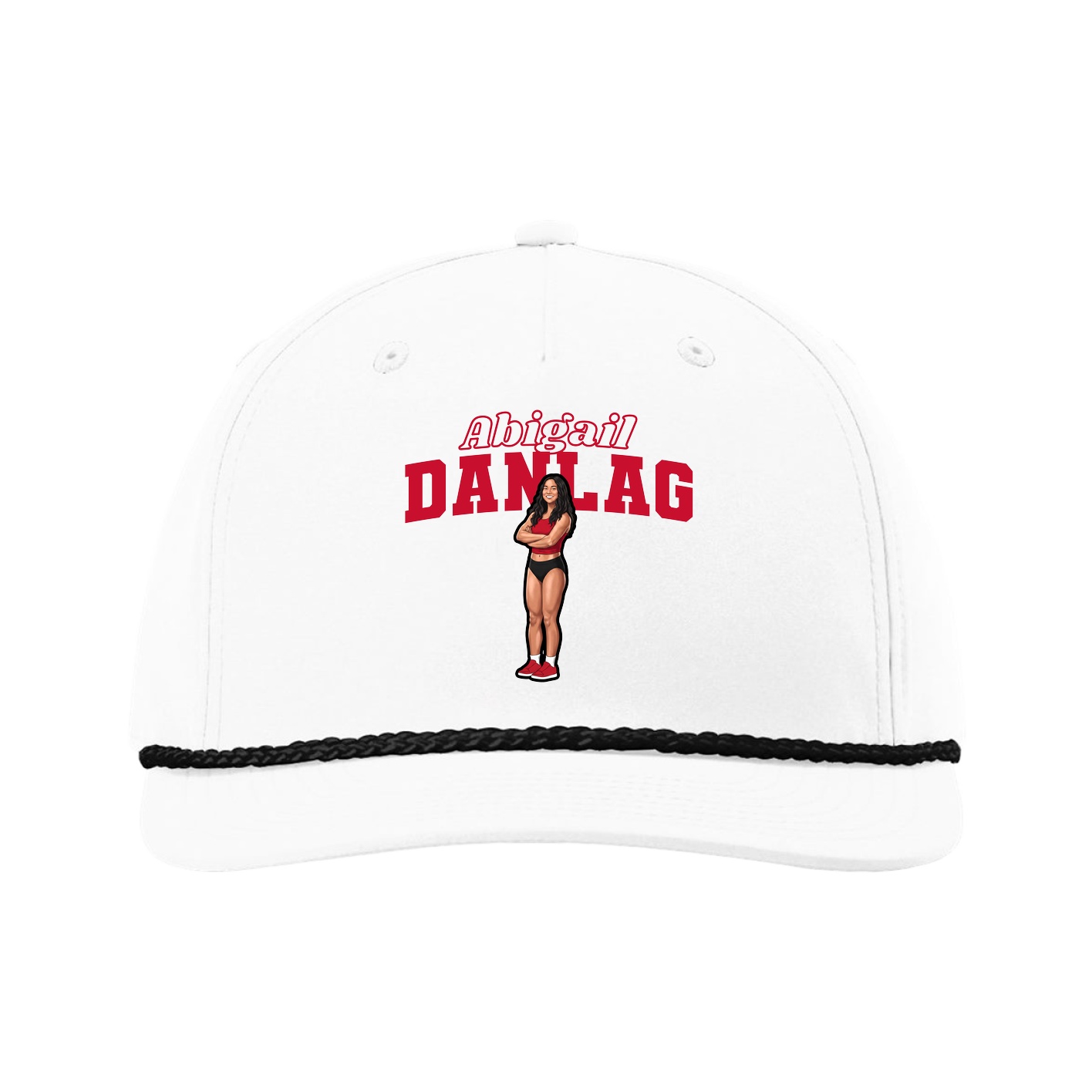 Five-Panel Classic Rope Cap — Name Arch in White