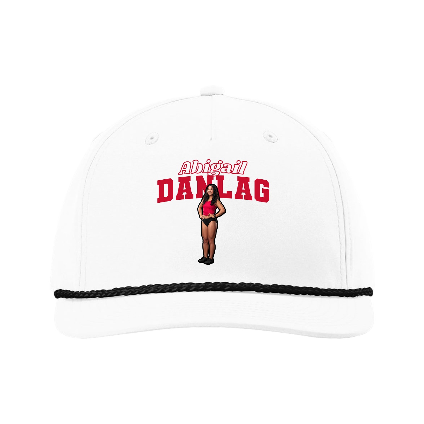 Five-Panel Classic Rope Cap — Name Arch in White