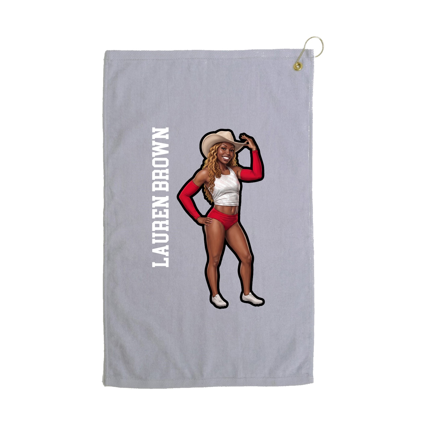 Golf Towel — Name Vertical in Grey
