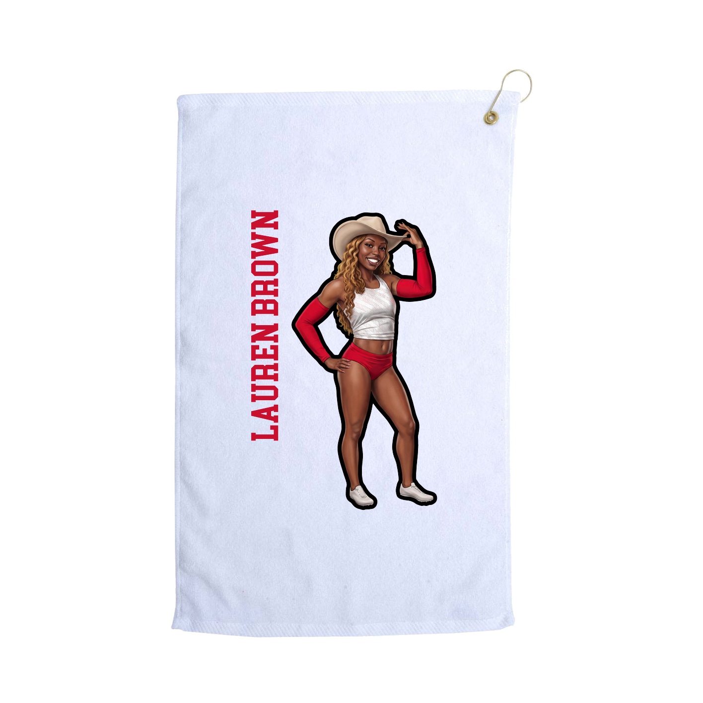 Golf Towel — Name Vertical in White