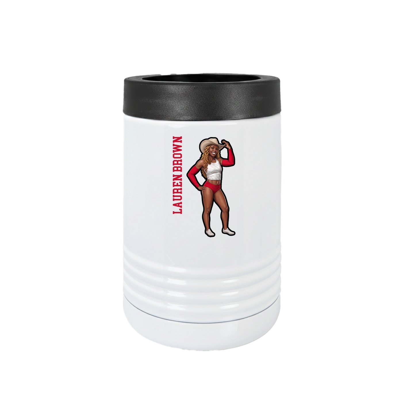 Beverage Holder — Name Vertical in White