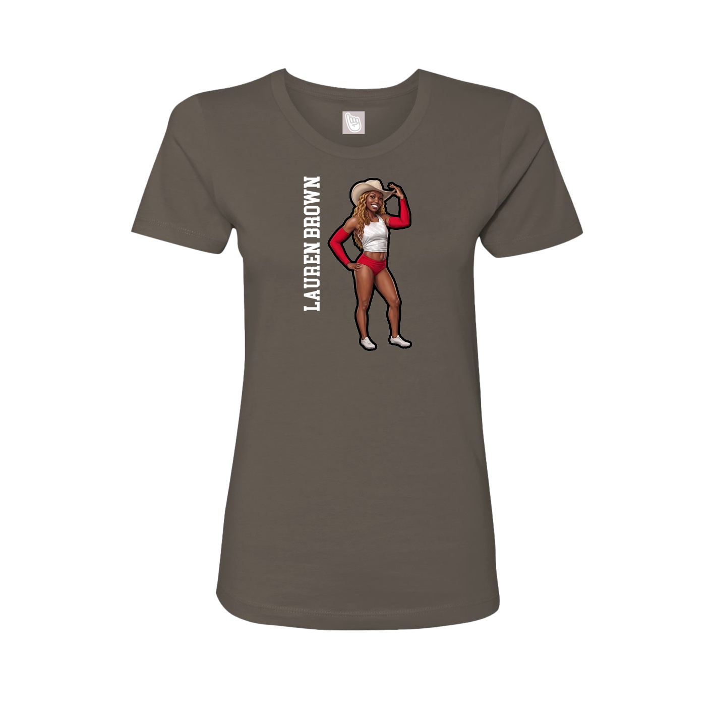 Fitted Women's Tee — Name Vertical in Grey