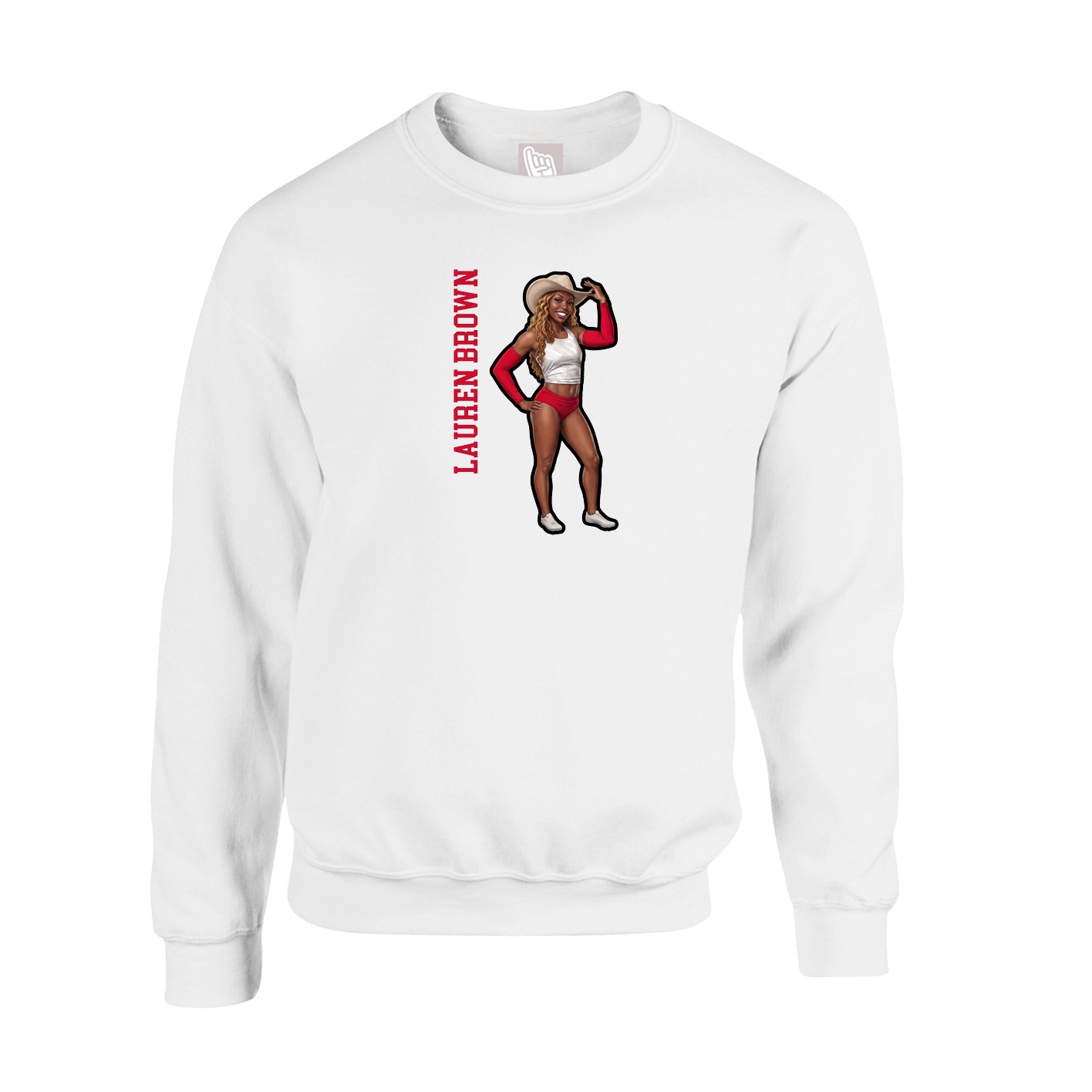 Fleece Crew — Name Vertical in White