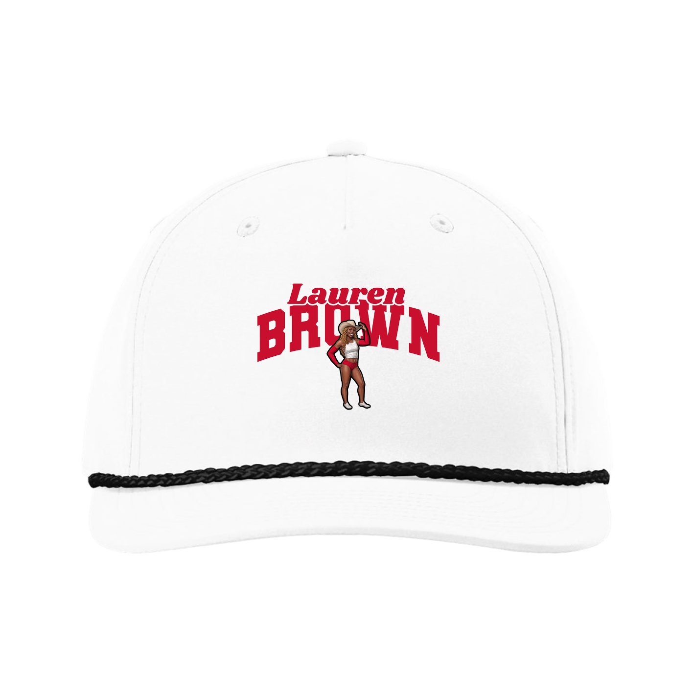 Five-Panel Classic Rope Cap — Signature Arch in White