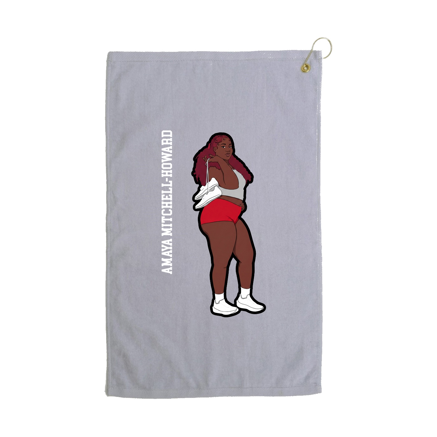 Golf Towel — Name Vertical in Grey