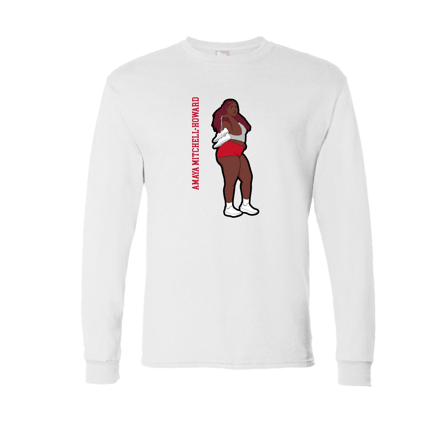 Long Sleeve Tee — Name Vertical in White