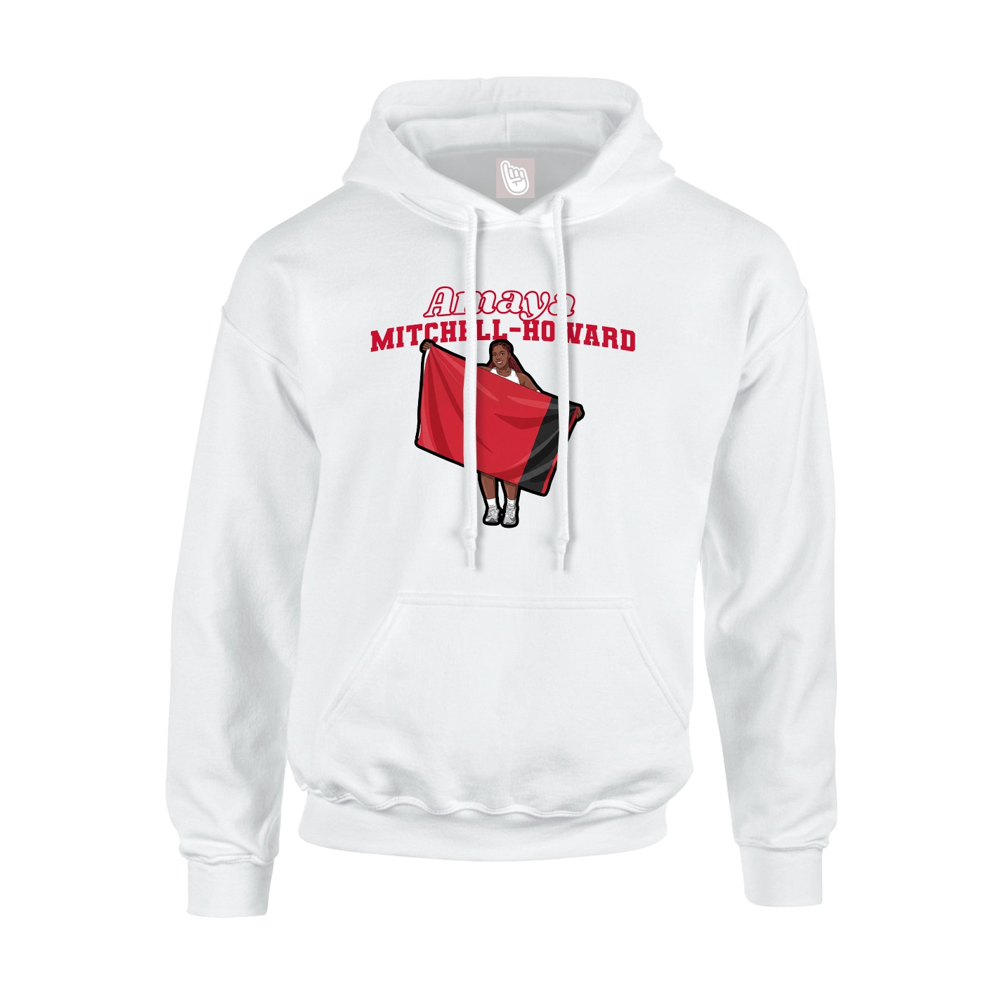 Youth Hoodie — Name Arch in White