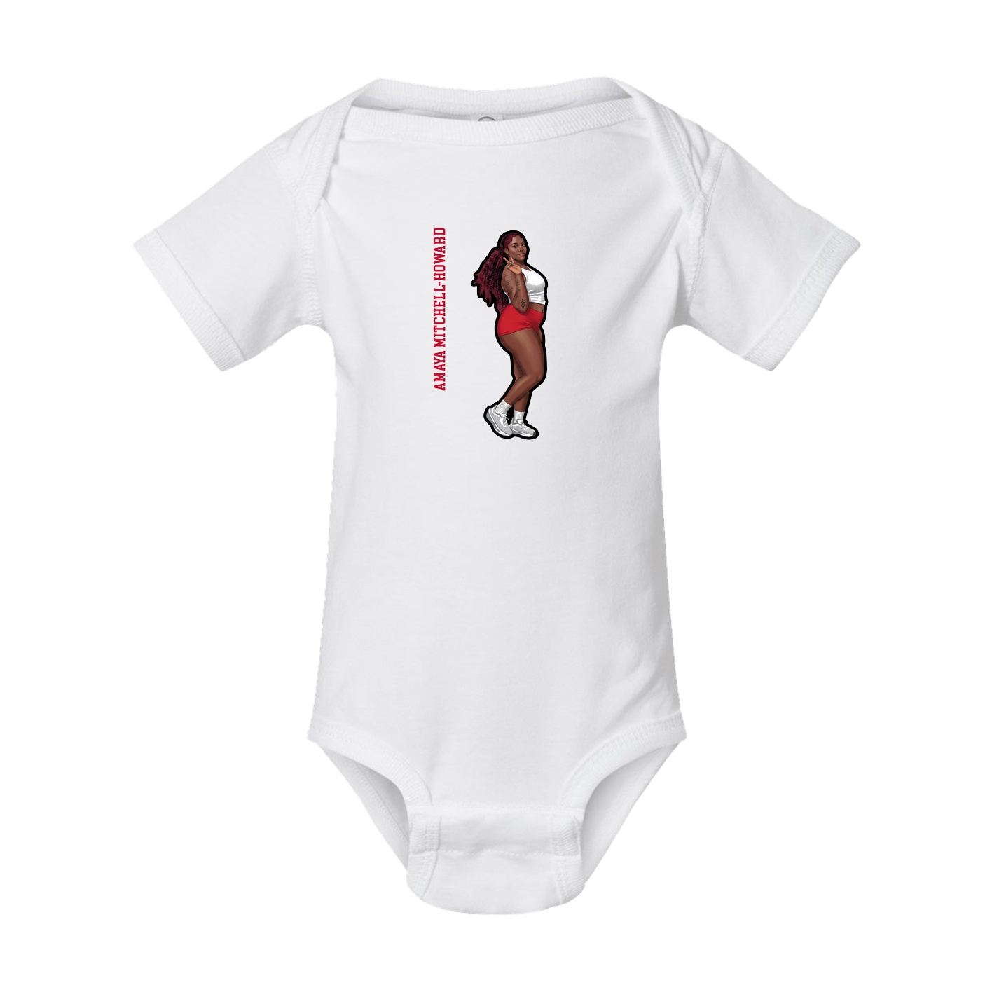 Baby Onesie — Name Vertical in White
