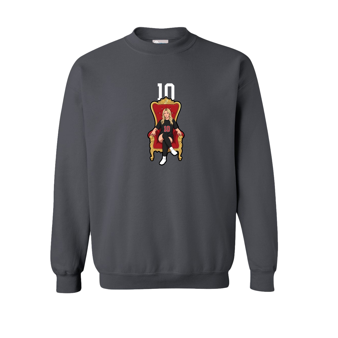 Fleece Crew — Number Top in Grey