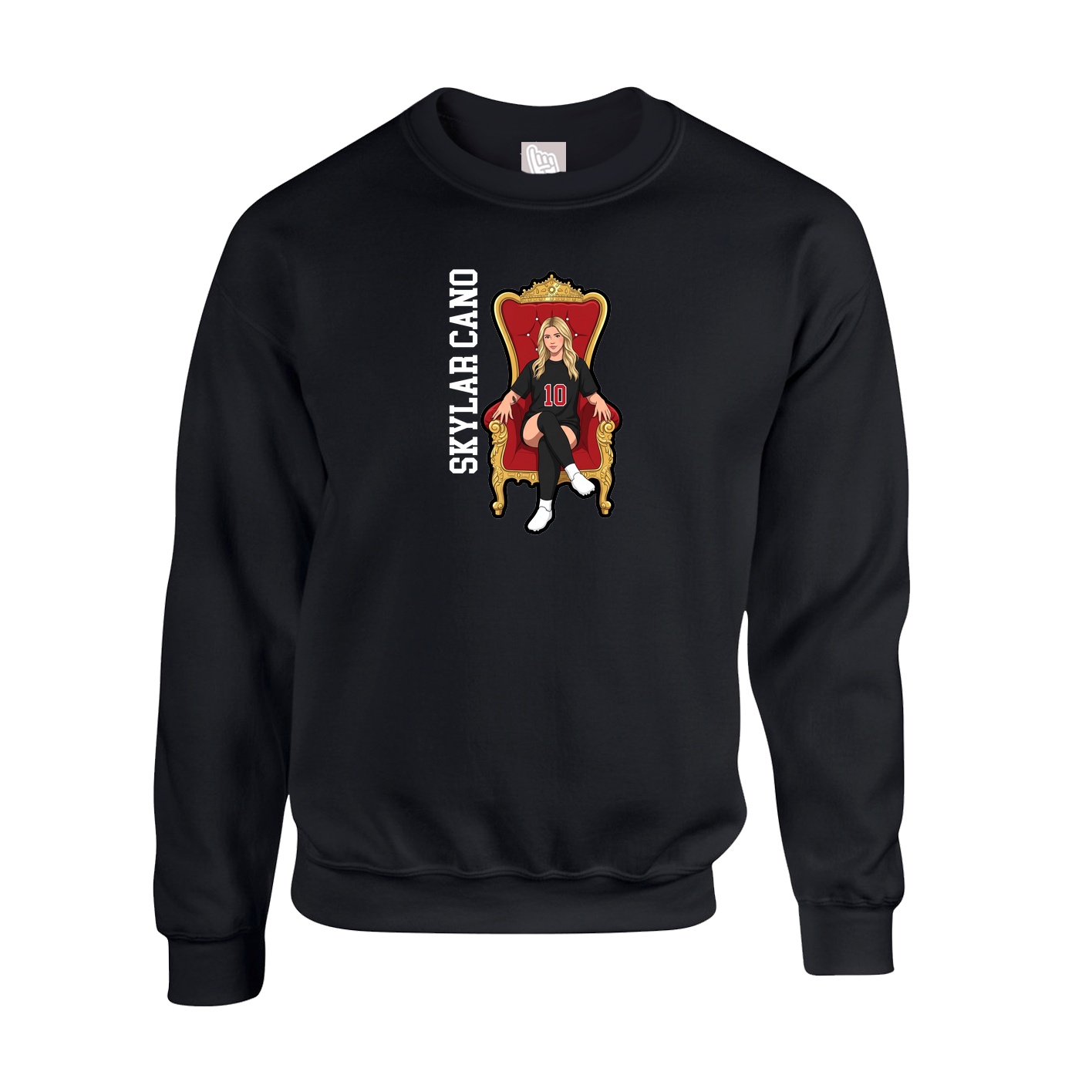 Fleece Crew — Name Vertical in Black