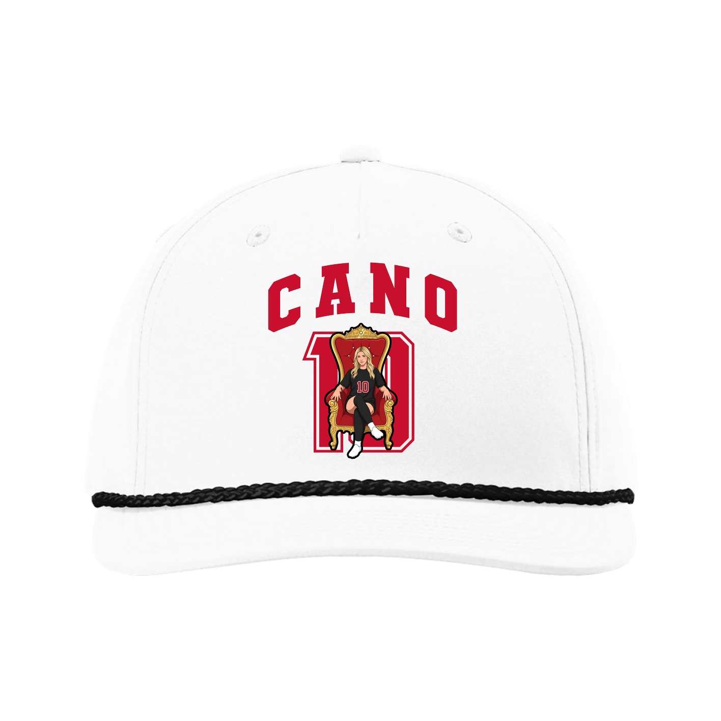 Five-Panel Classic Rope Cap — Number in White