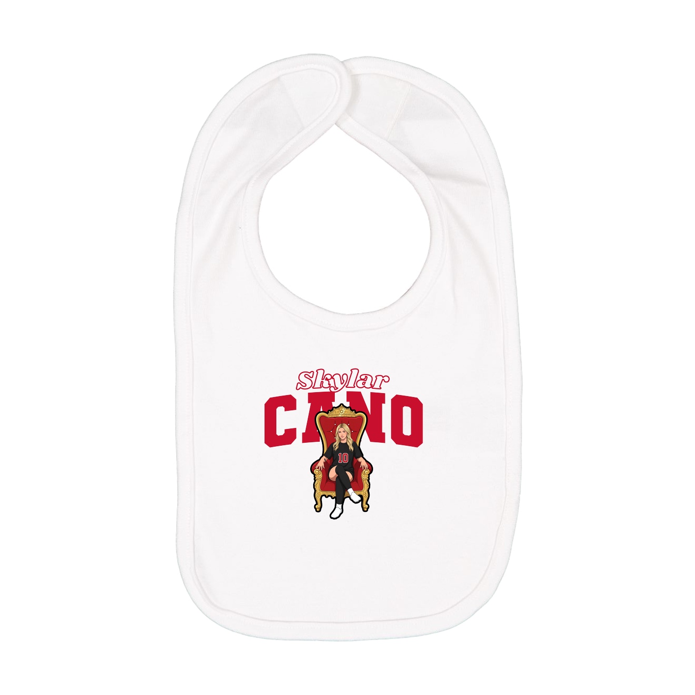 Infant Bib — Name Arch in White