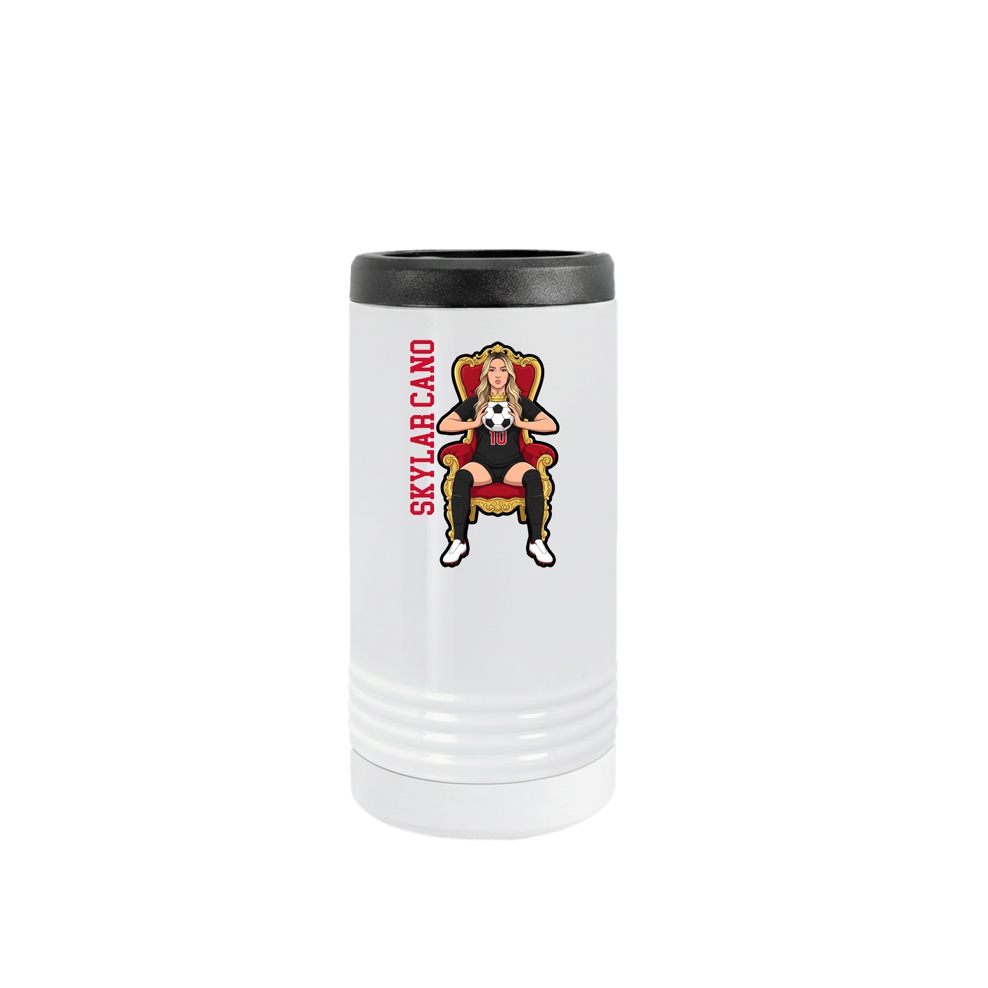 Slim Beverage Holder — Name Vertical in White