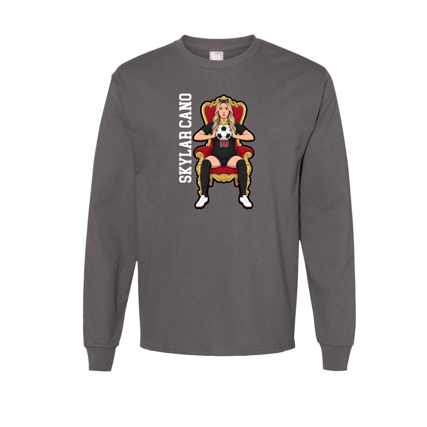 Long Sleeve Tee — Name Vertical in Grey