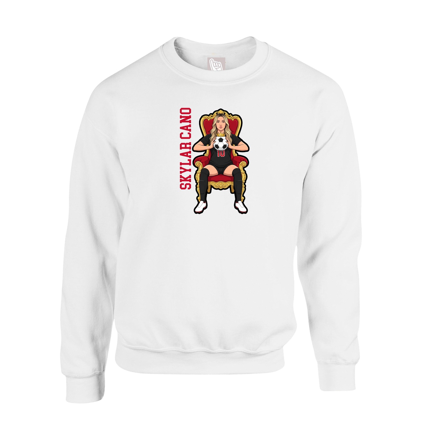Fleece Crew — Name Vertical in White