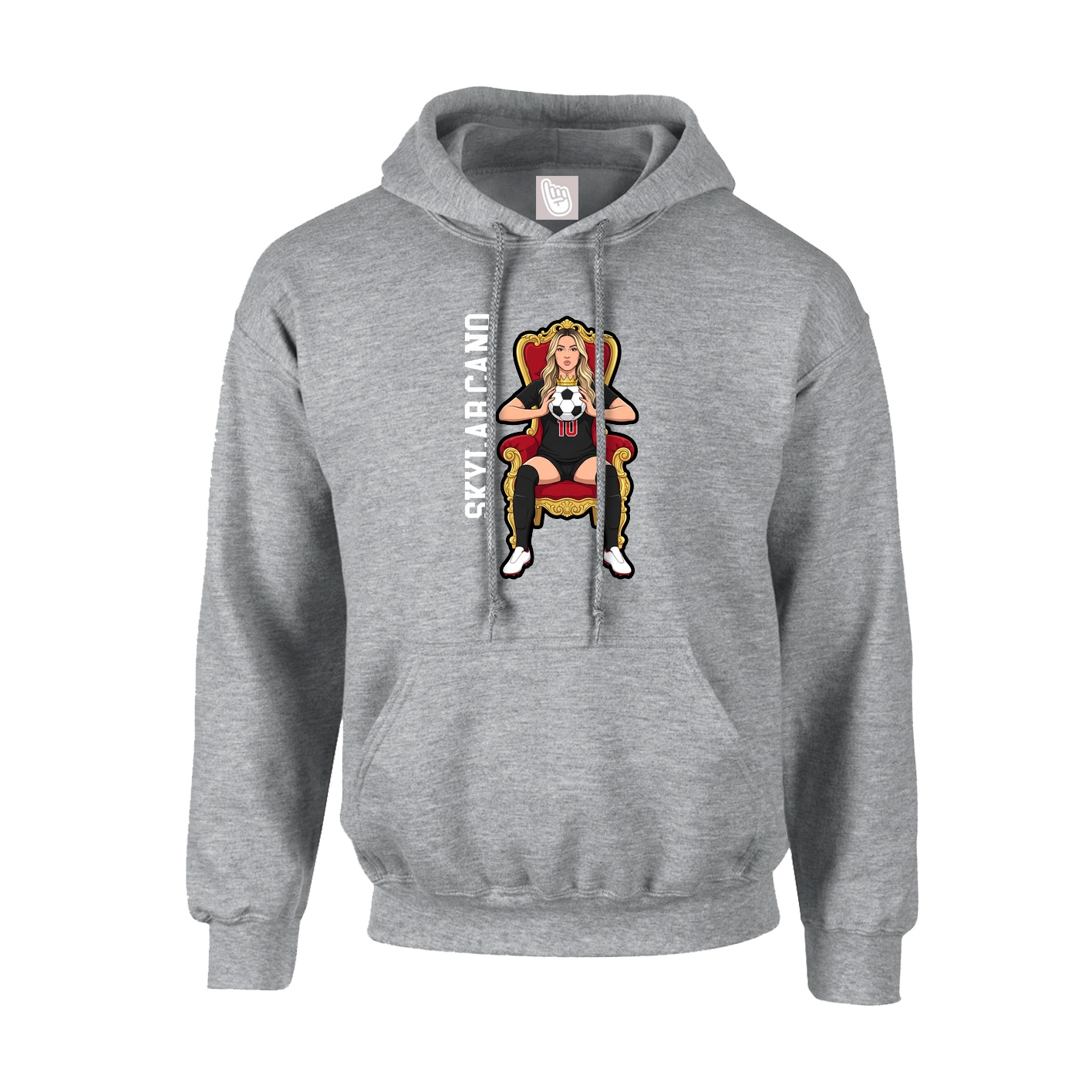 Youth Hoodie — Name Vertical in Grey