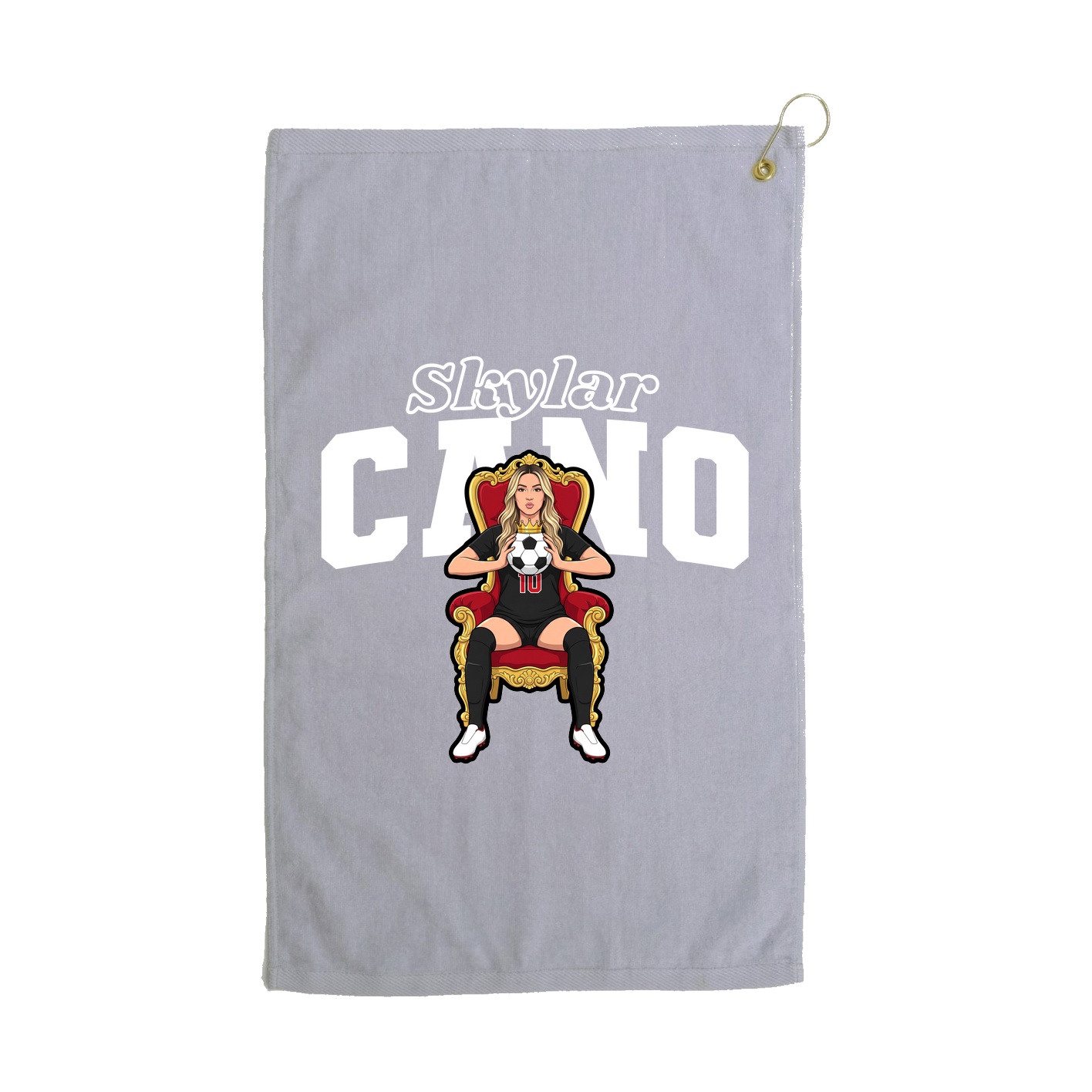 Golf Towel — Name Arch in Grey