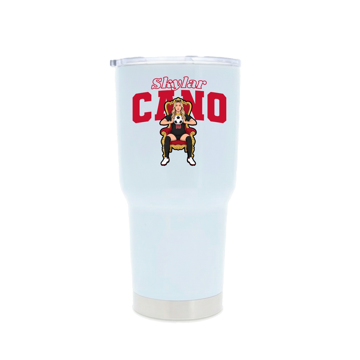 30oz Stainless Steel Tumbler — Name Arch in White