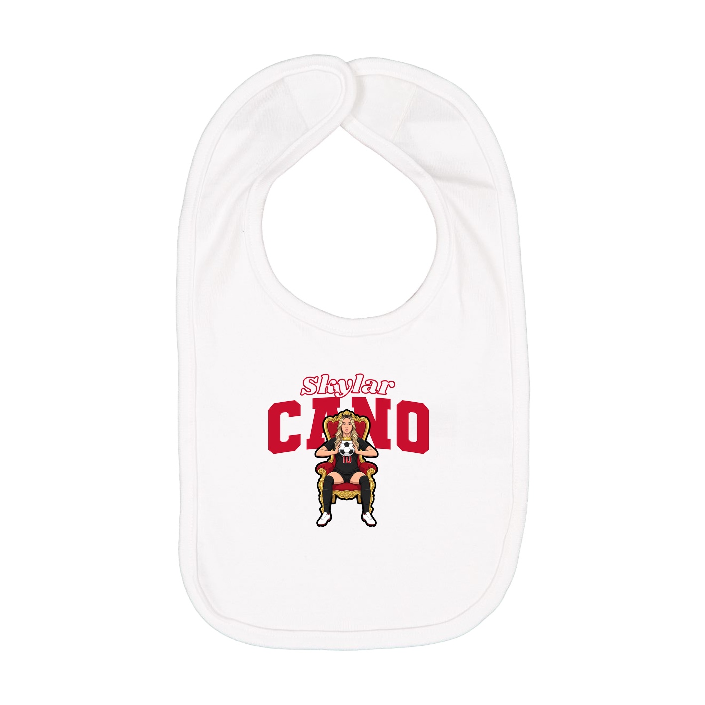 Infant Bib — Name Arch in White