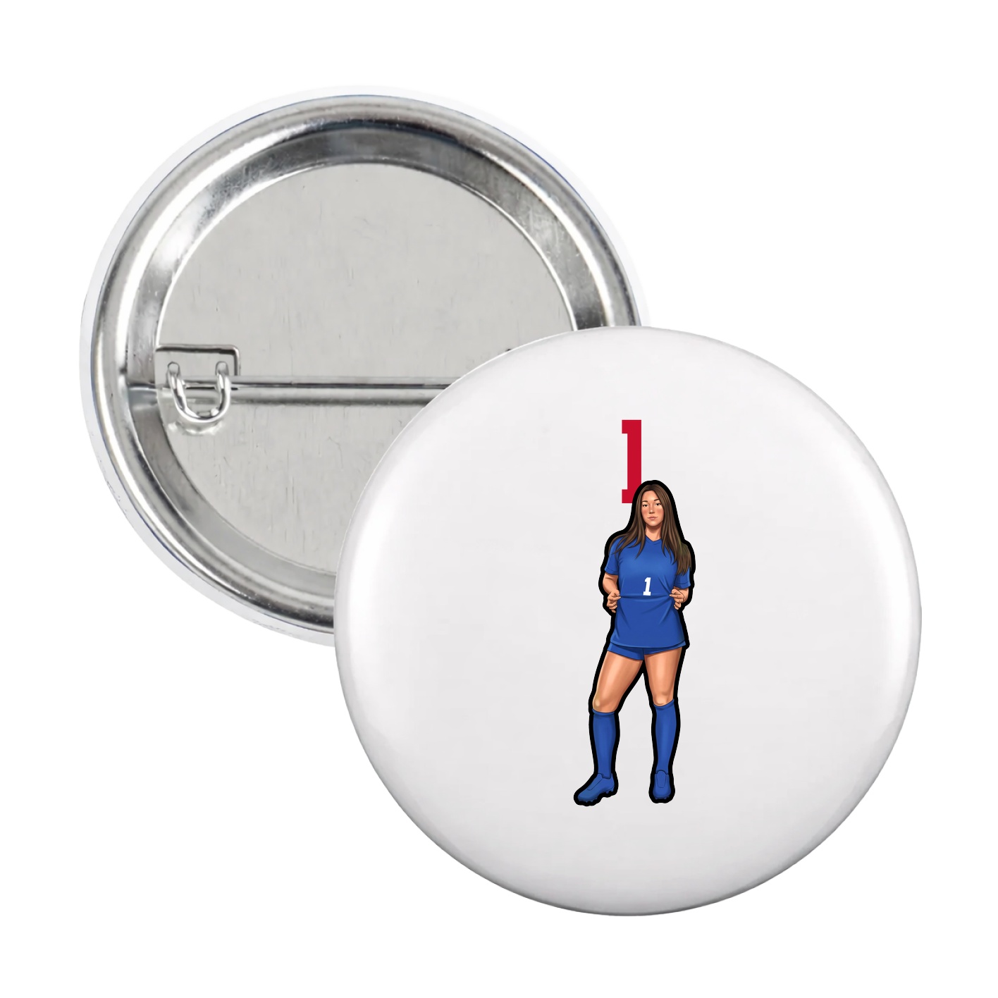 Game Day Button — Number Top in White