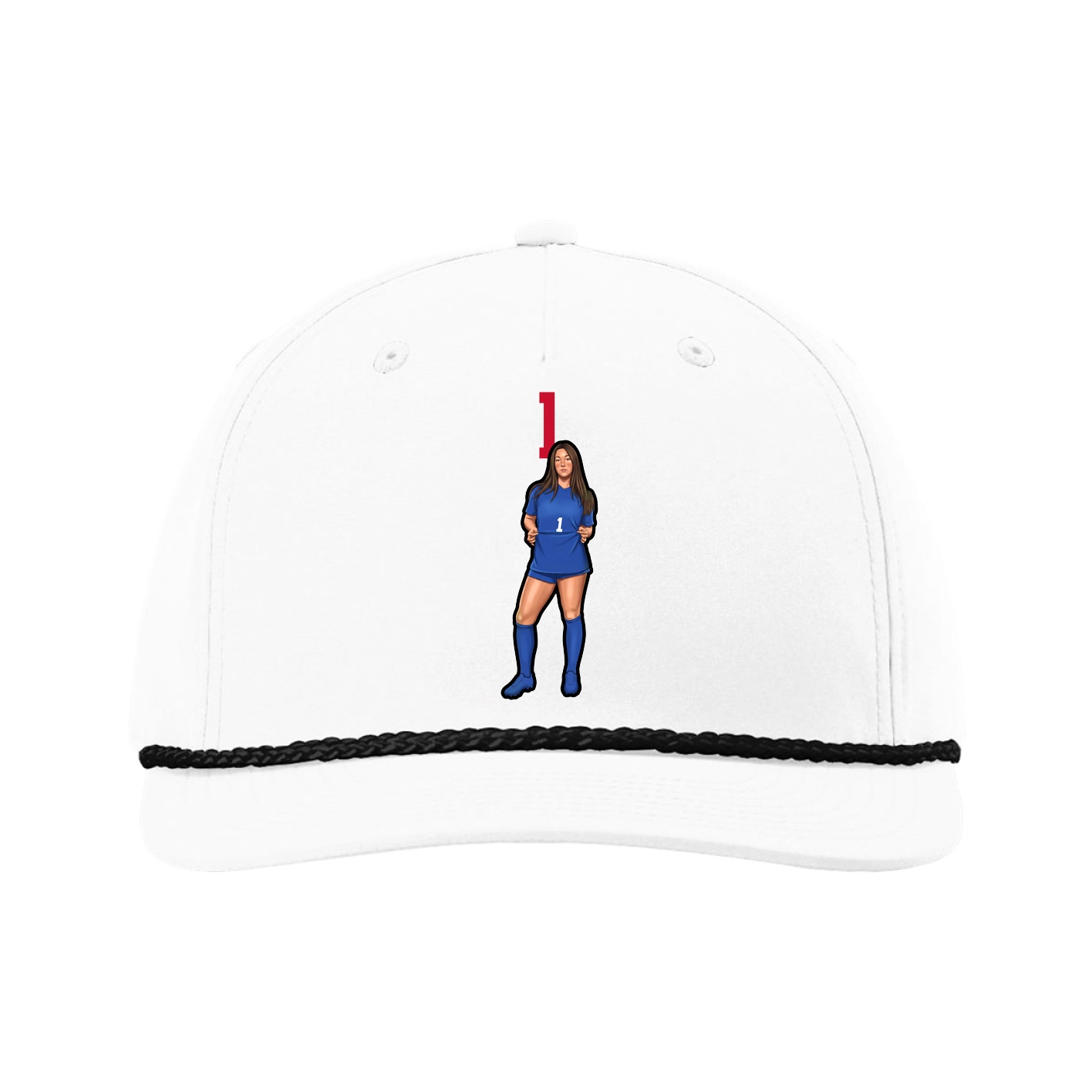 Five-Panel Classic Rope Cap — Number Top in White
