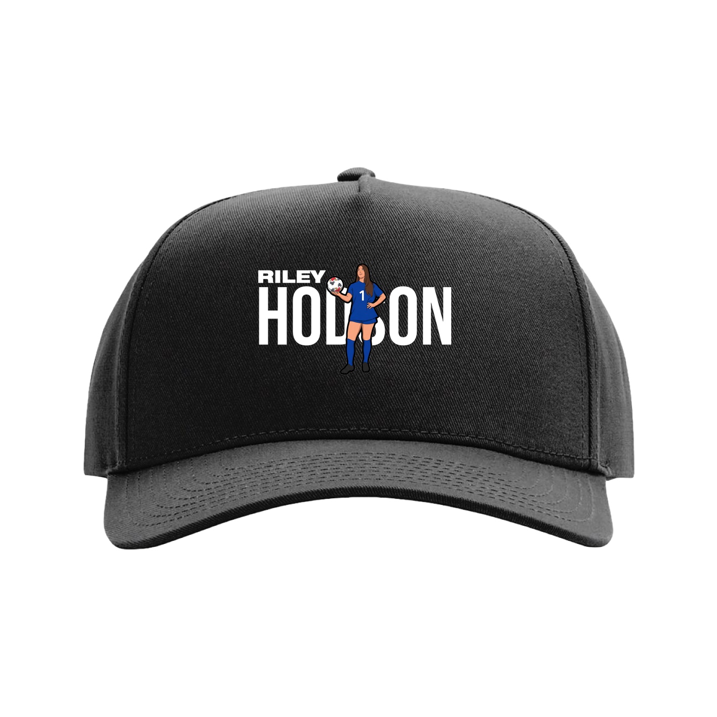Full Fabric Five-Panel Champ Cap — Player Name in Black